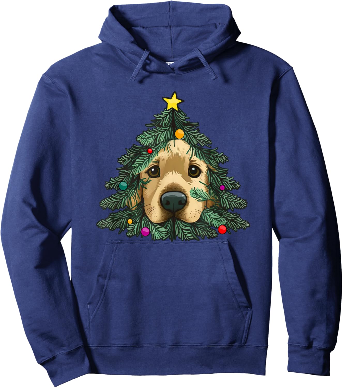 Golden-Retriever-Puppy in Christmas tree Hoodie - Hoodie | Navy