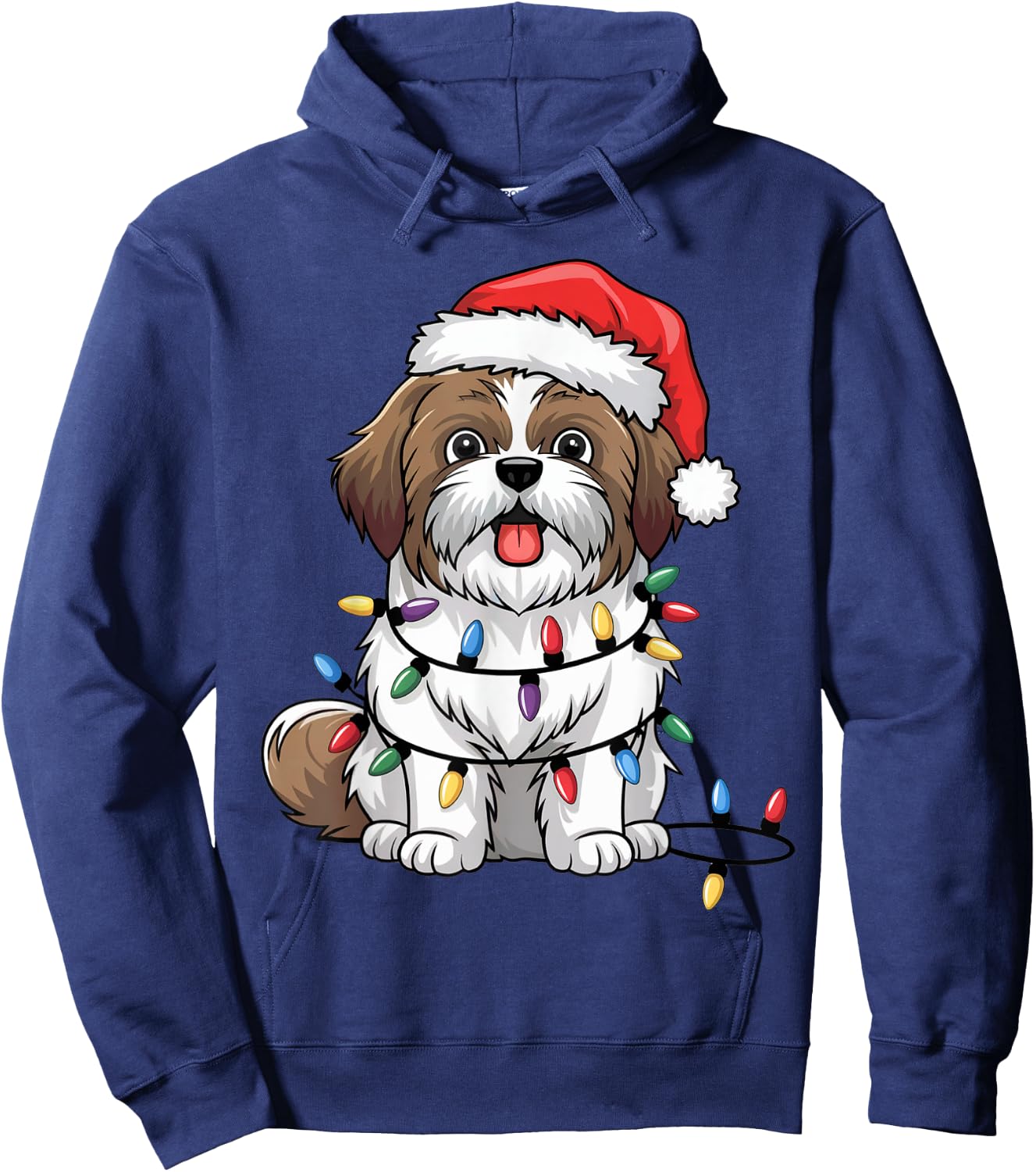 Shih Tzu Christmas Lights Xmas Dogs Gifts Women Hoodie - Hoodie | Navy