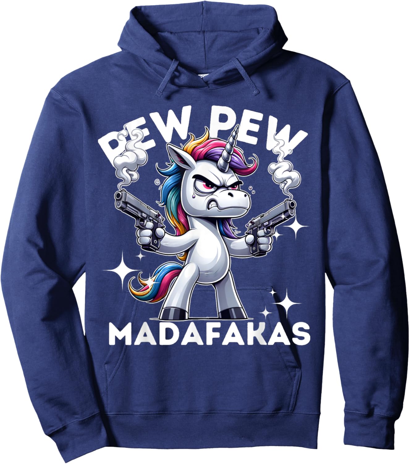 Pew Pew Madafakas Angry Unicorn crazy pew Hoodie - Hoodie | Navy