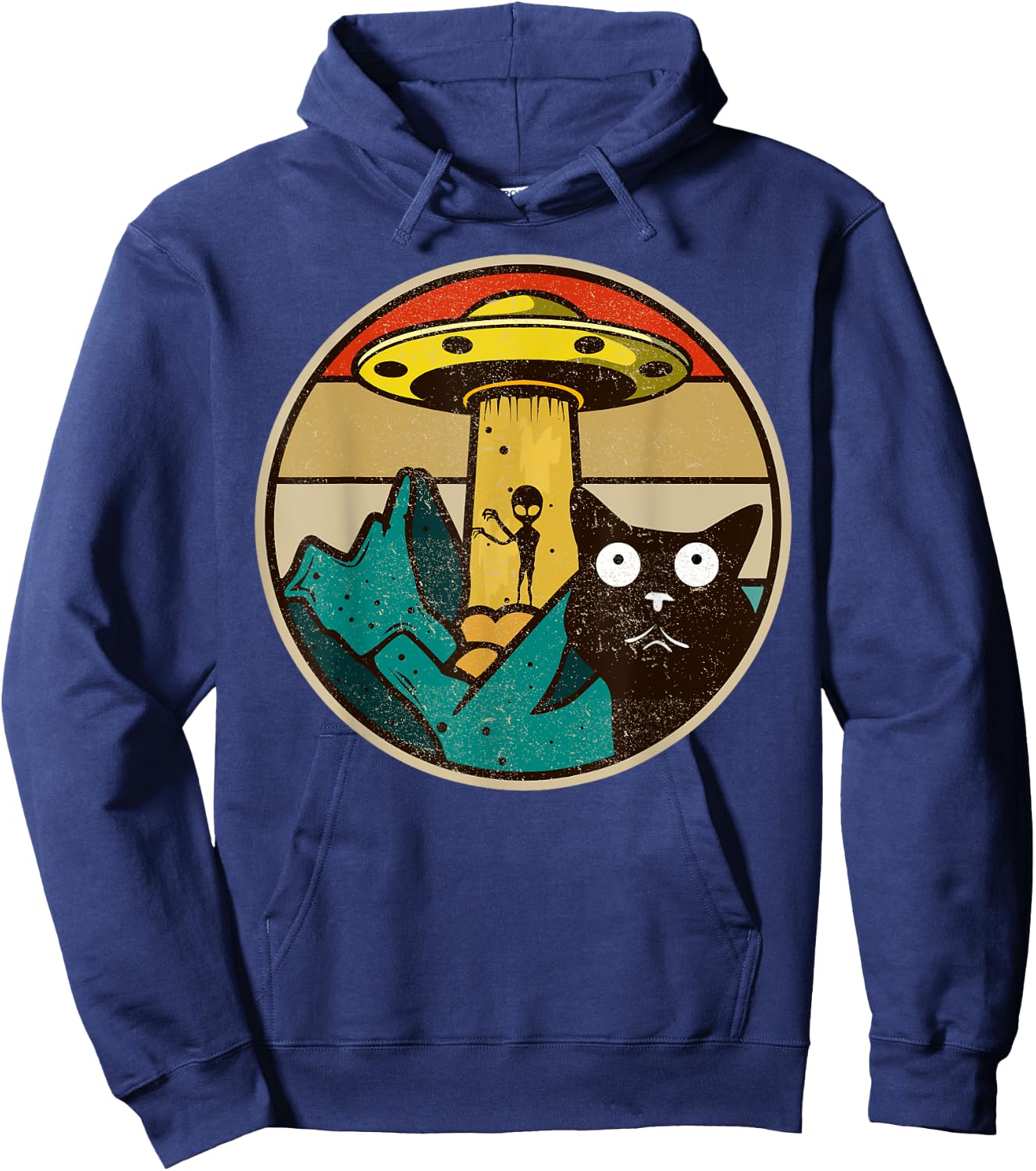 UFO - Crazy Cat & Alien Hoodie - Hoodie | Navy