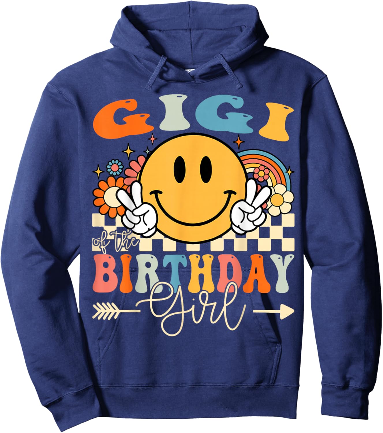 Gigi Of The Birthday Girl Groovy Retro Vintage Hoodie - Hoodie | Navy