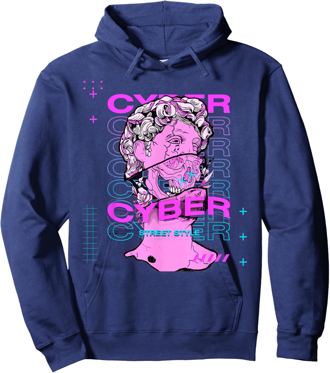 Cyber Street Style Vaporwave EDM Rave Festival Hoodie - Hoodie | Navy