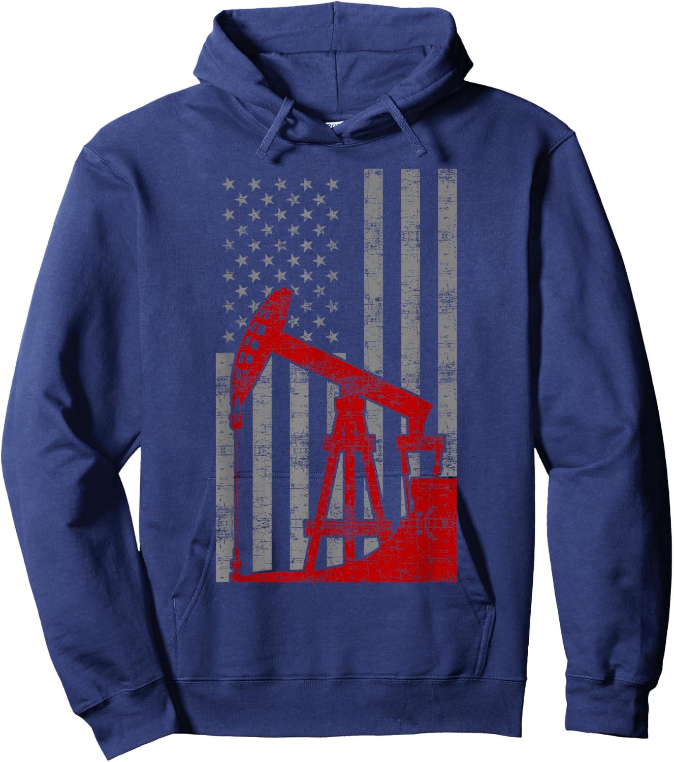 Landman USA Flag Oil Rig US Worker Funny Gift Hoodie - Hoodie | Navy