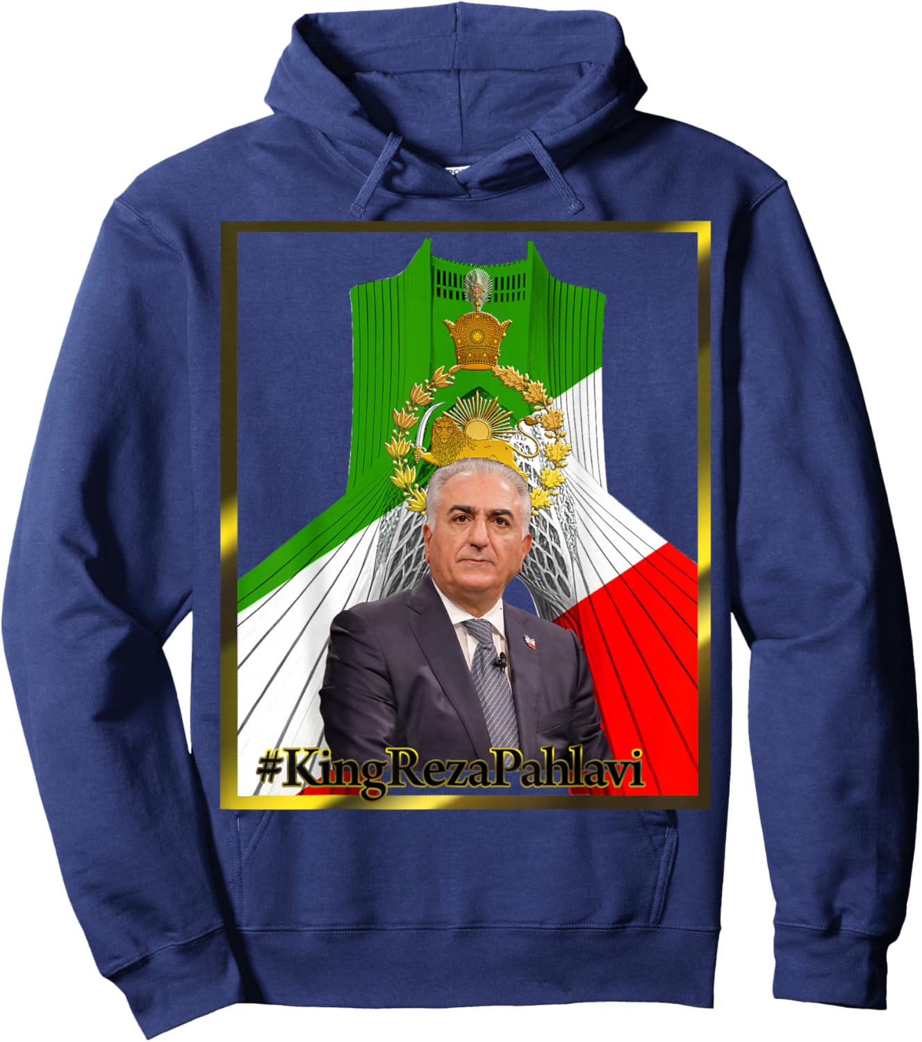 Crown Prince Reza Pahlavi with SHAHYAD TOWER Hoodie - Hoodie | Navy