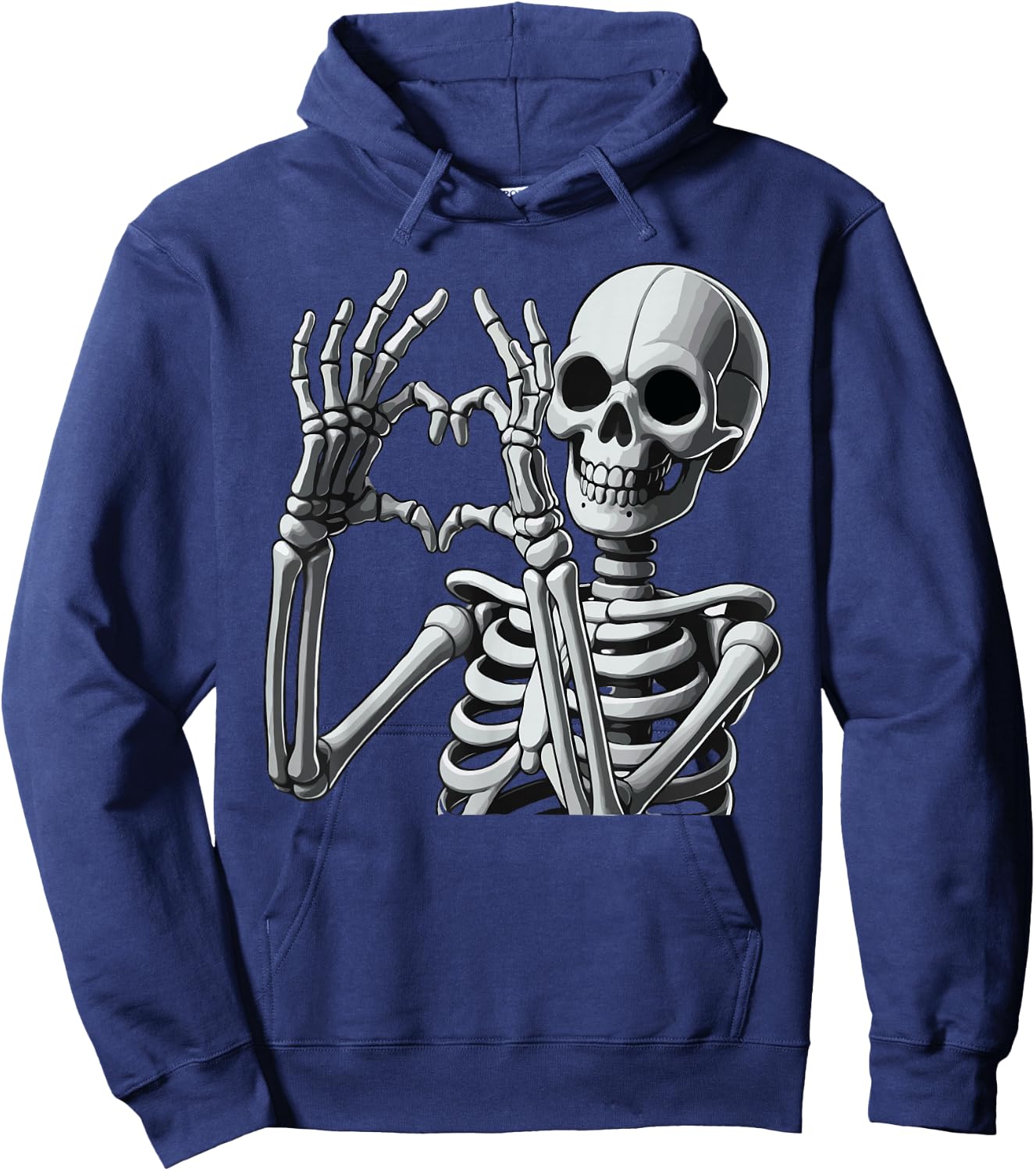 Skeleton Love Hands Halloween Finger Heart Sign Hoodie - Hoodie | Navy
