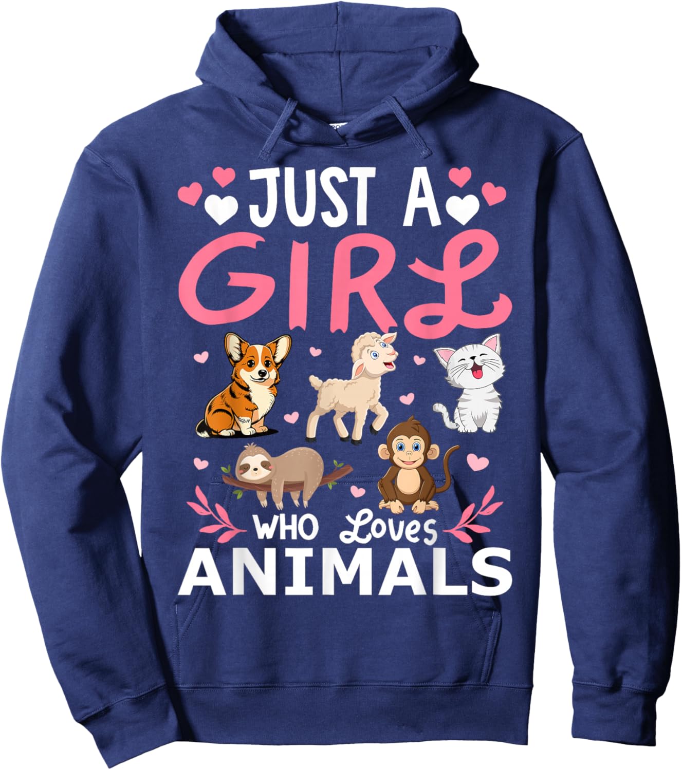 Just A Girl Who Loves Animals Girls Hoodie - Hoodie | Navy