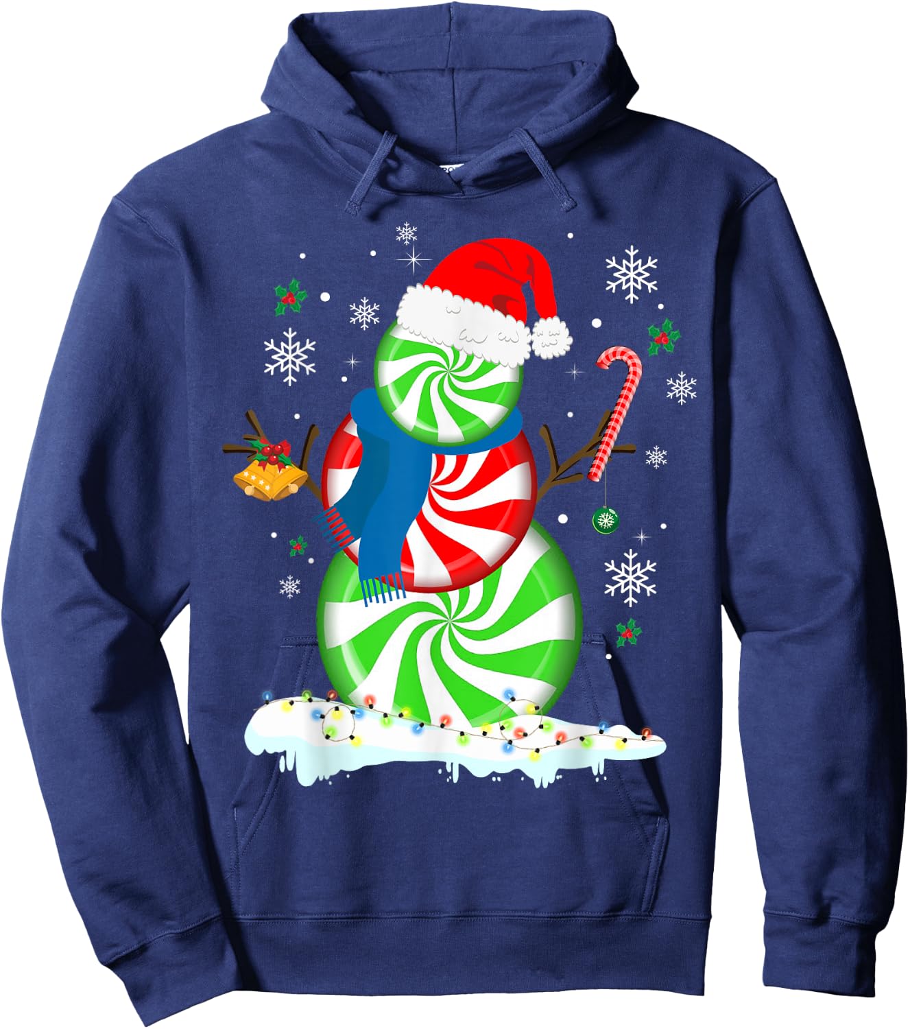Funny Christmas Shirts Peppermint Candy Snowman Hoodie - Hoodie | Navy