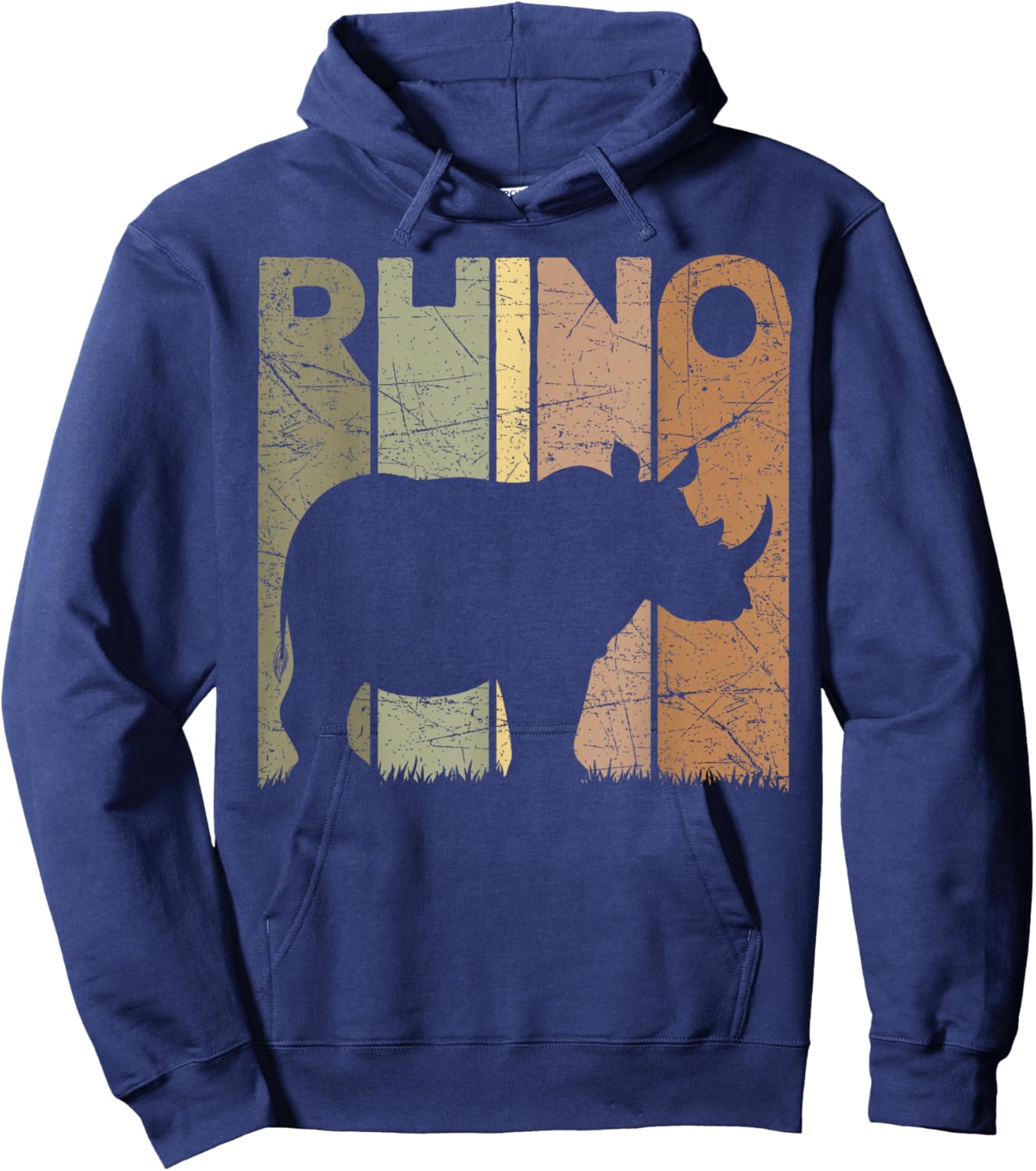 Rhino Vintage Rhinoceros Zookeeper Retro Safari Hoodie - Hoodie | Navy