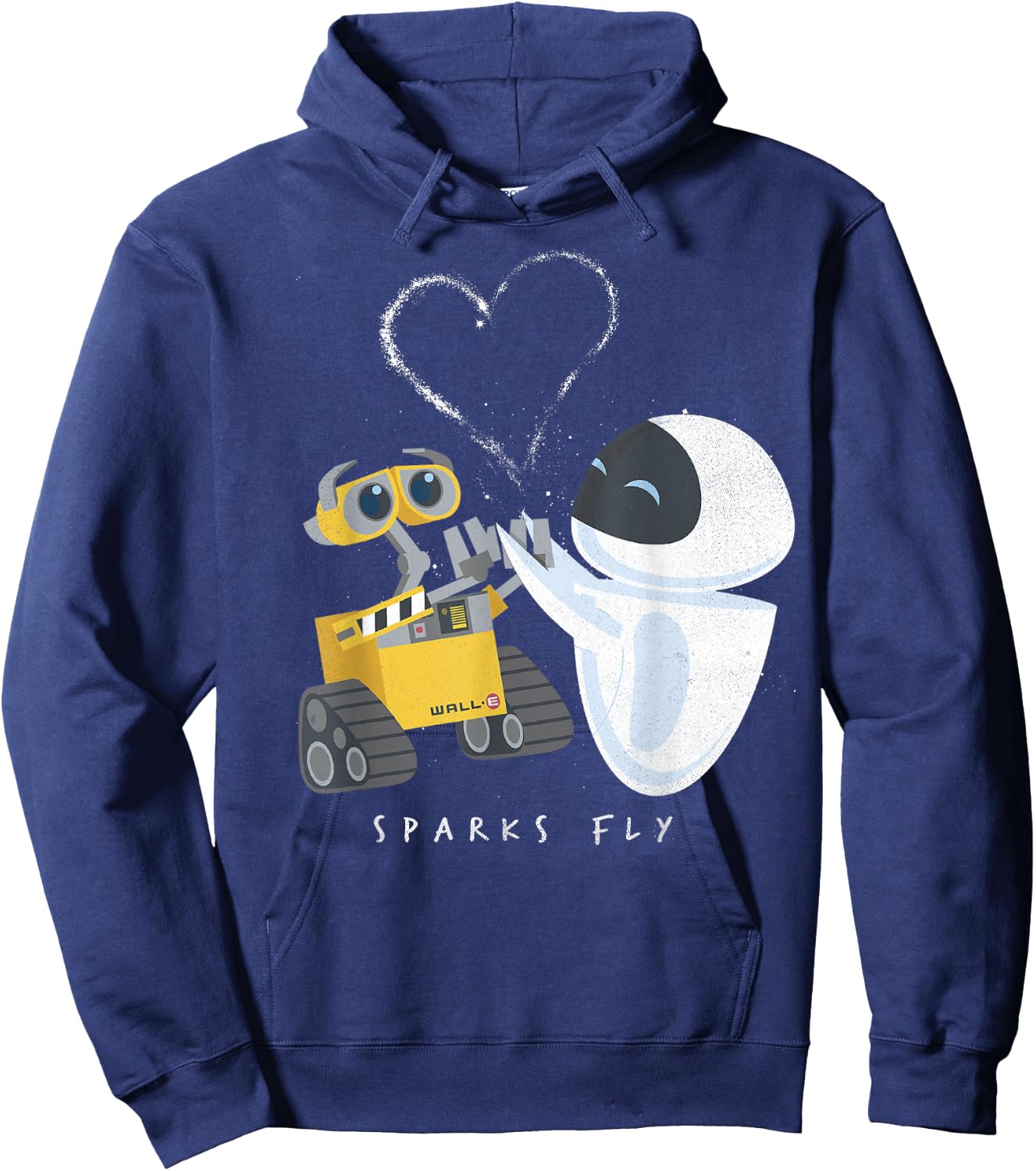 Disney Pixar Wall-E & Eve Sparks Fly Portrait Hoodie - Hoodie | Navy