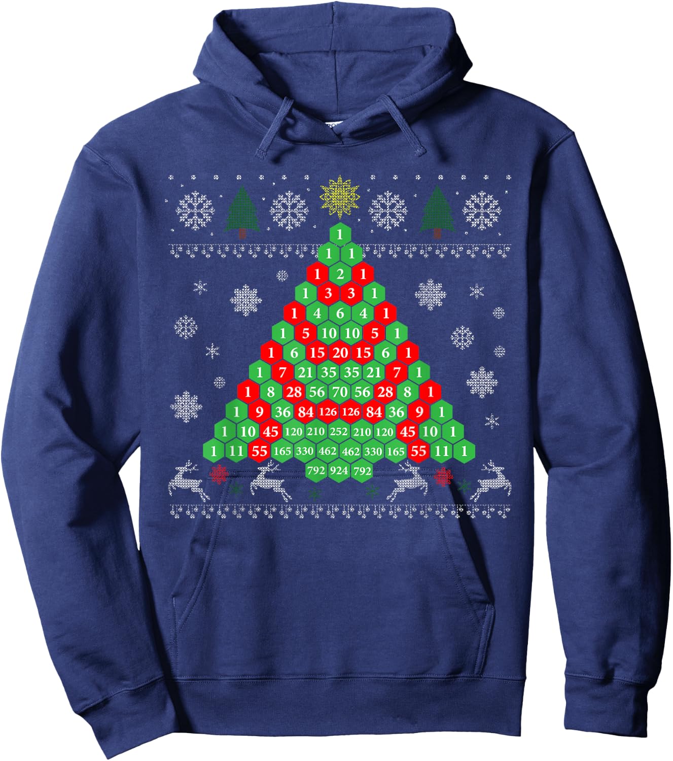Pascals Triangle Ugly Ugly Christmas Tree Hoodie - Hoodie | Navy