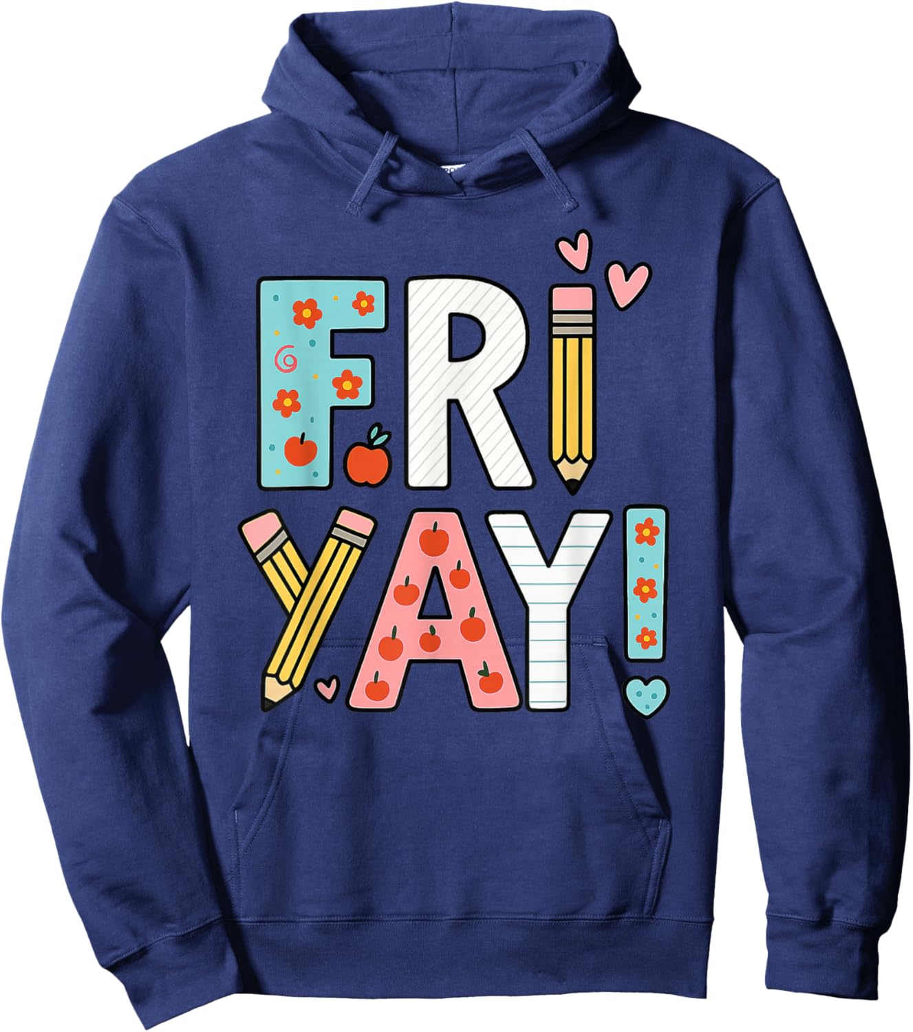 Friyay Fun Colorful Friday Celebration Hoodie - Hoodie | Navy