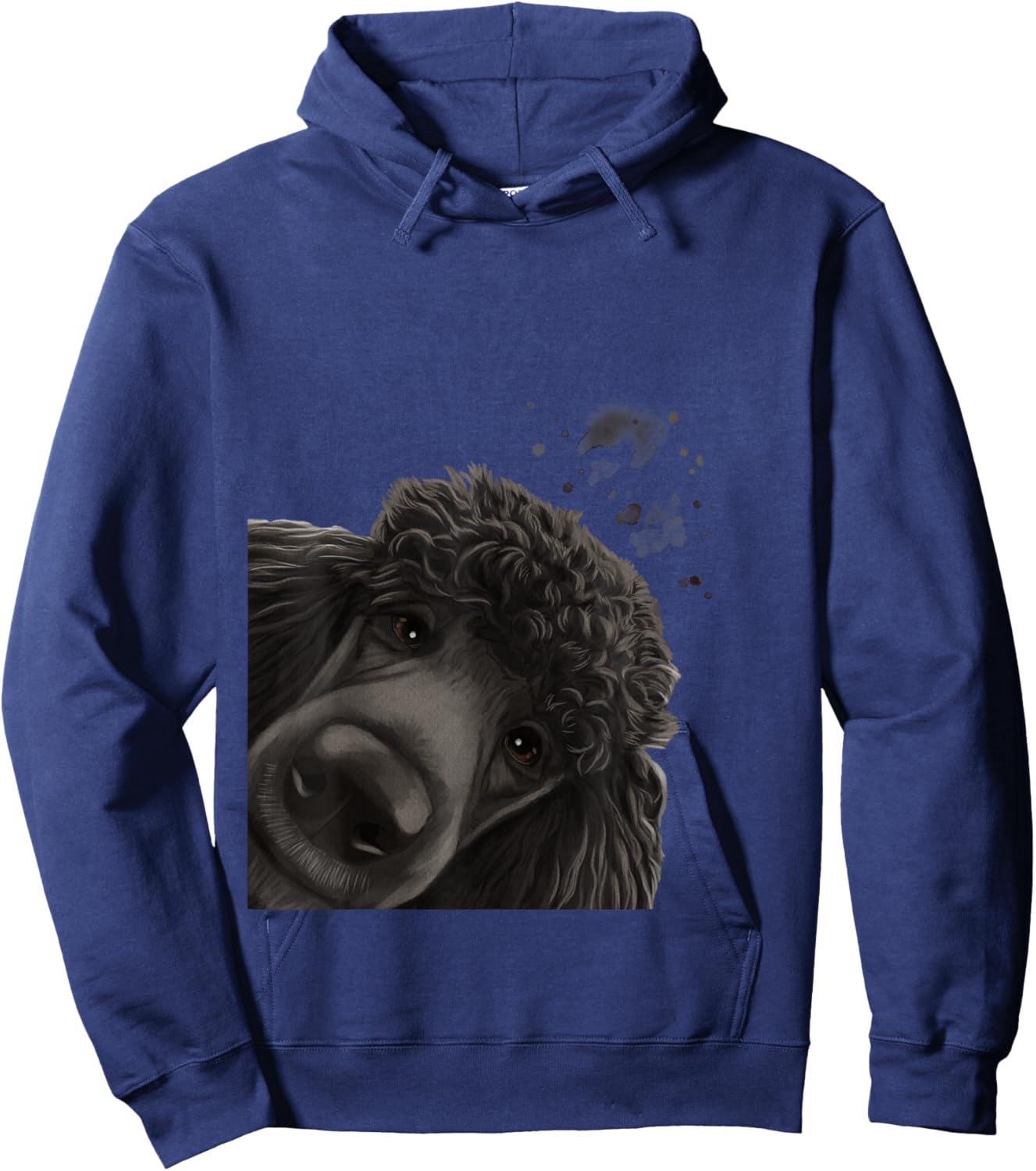 Funny Curious Dog Black Standard Poodle Hoodie - Hoodie | Navy