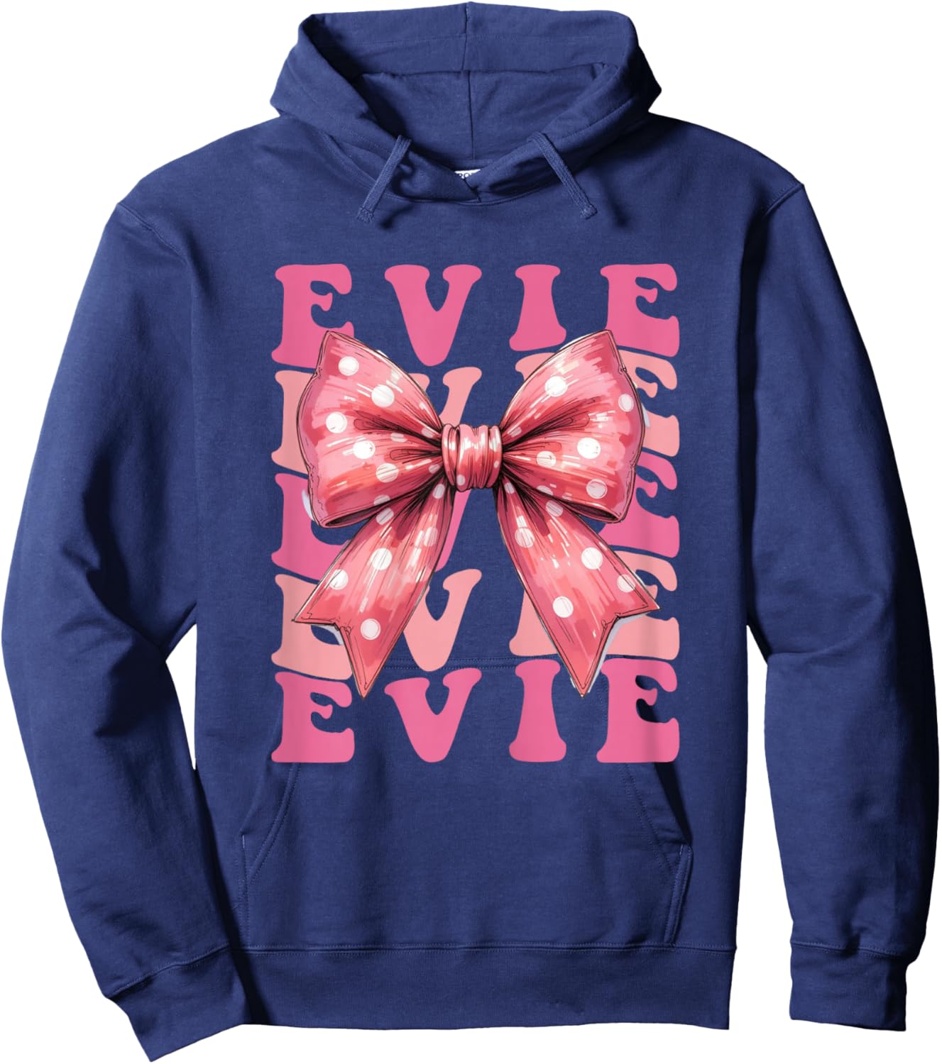 Evie Name Coquette Bow Aesthetic Girls Hoodie - Hoodie | Navy