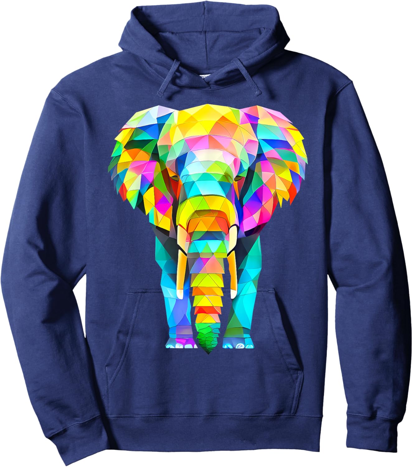 Colorful Elephant Abstract Geometric Hoodie - Hoodie | Navy