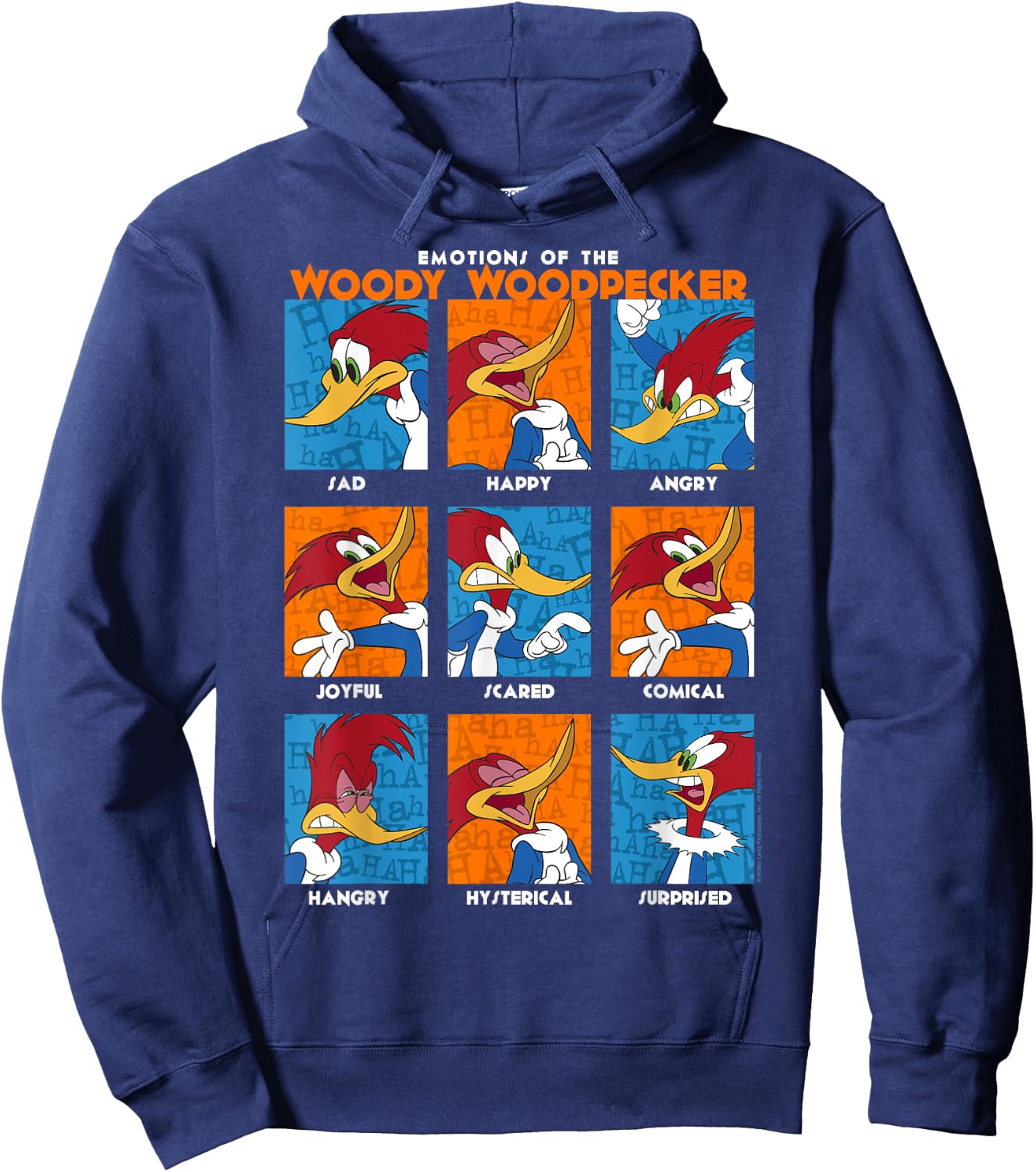 Woody Woodpecker Emotions Vintage Panel Poster Hoodie - Hoodie | Navy