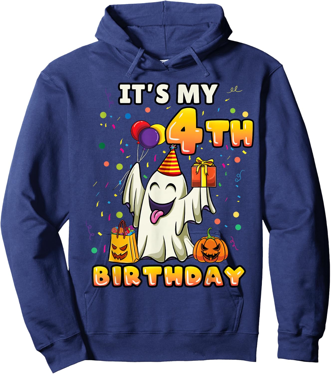 Its My 4th Birthday Ghost Halloween Kids Hoodie - Hoodie | Navy