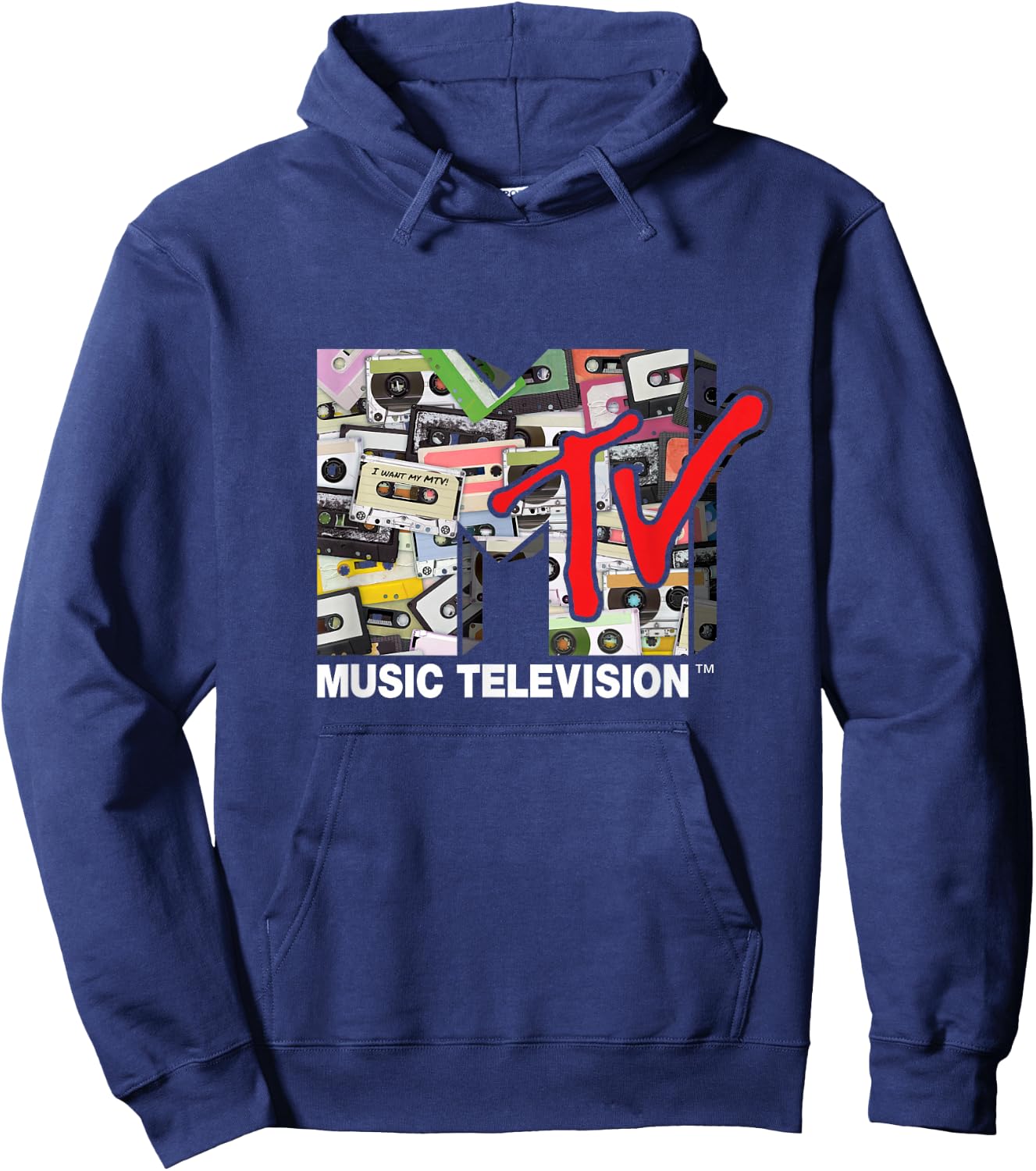 Logo 80s Vintage Cassette Tapes Remix Hoodie - Hoodie | Navy