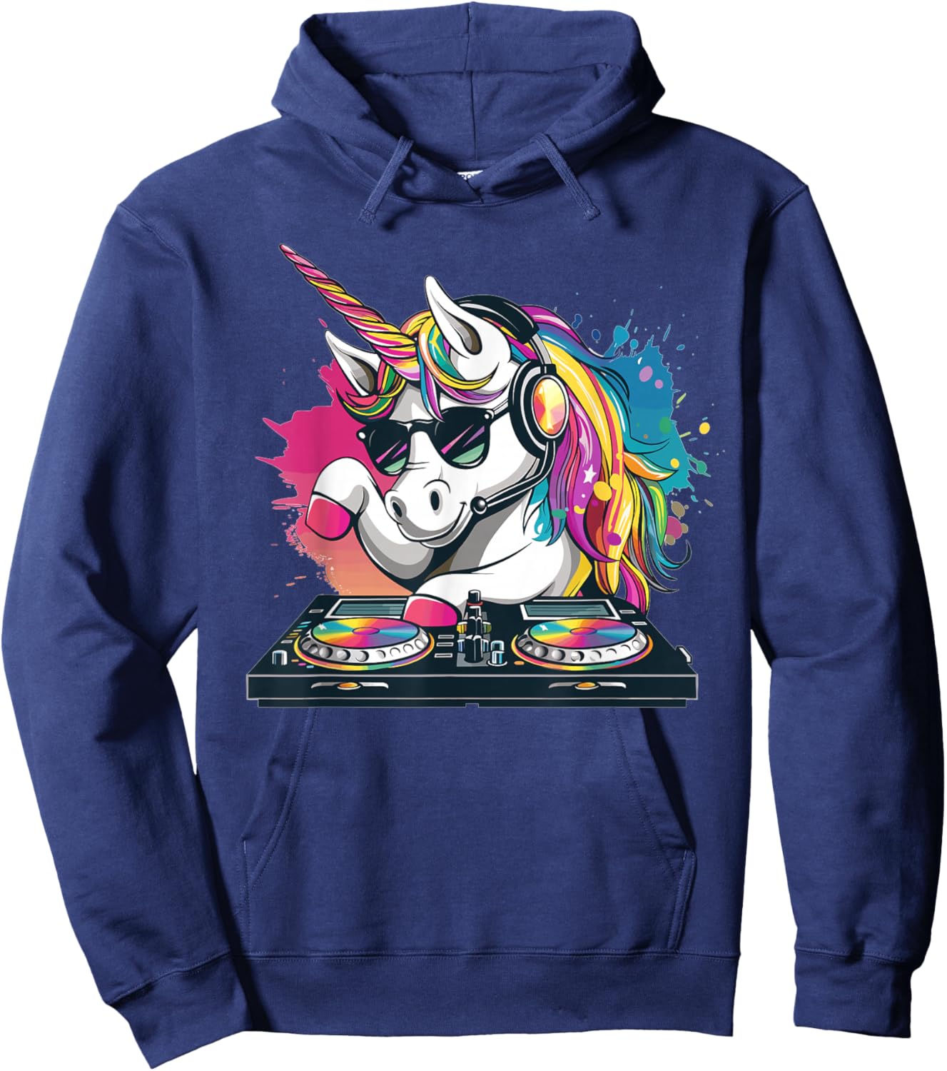 Cartoon Unicorn DJ Hoodie - Hoodie | Navy