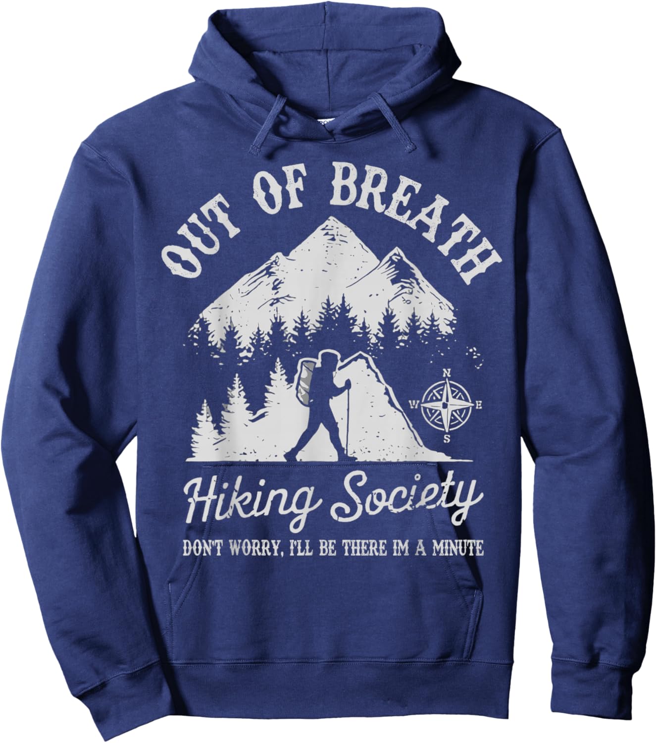 Out Of Breath Hiking Society Retro Nature Love Hoodie - Hoodie | Navy