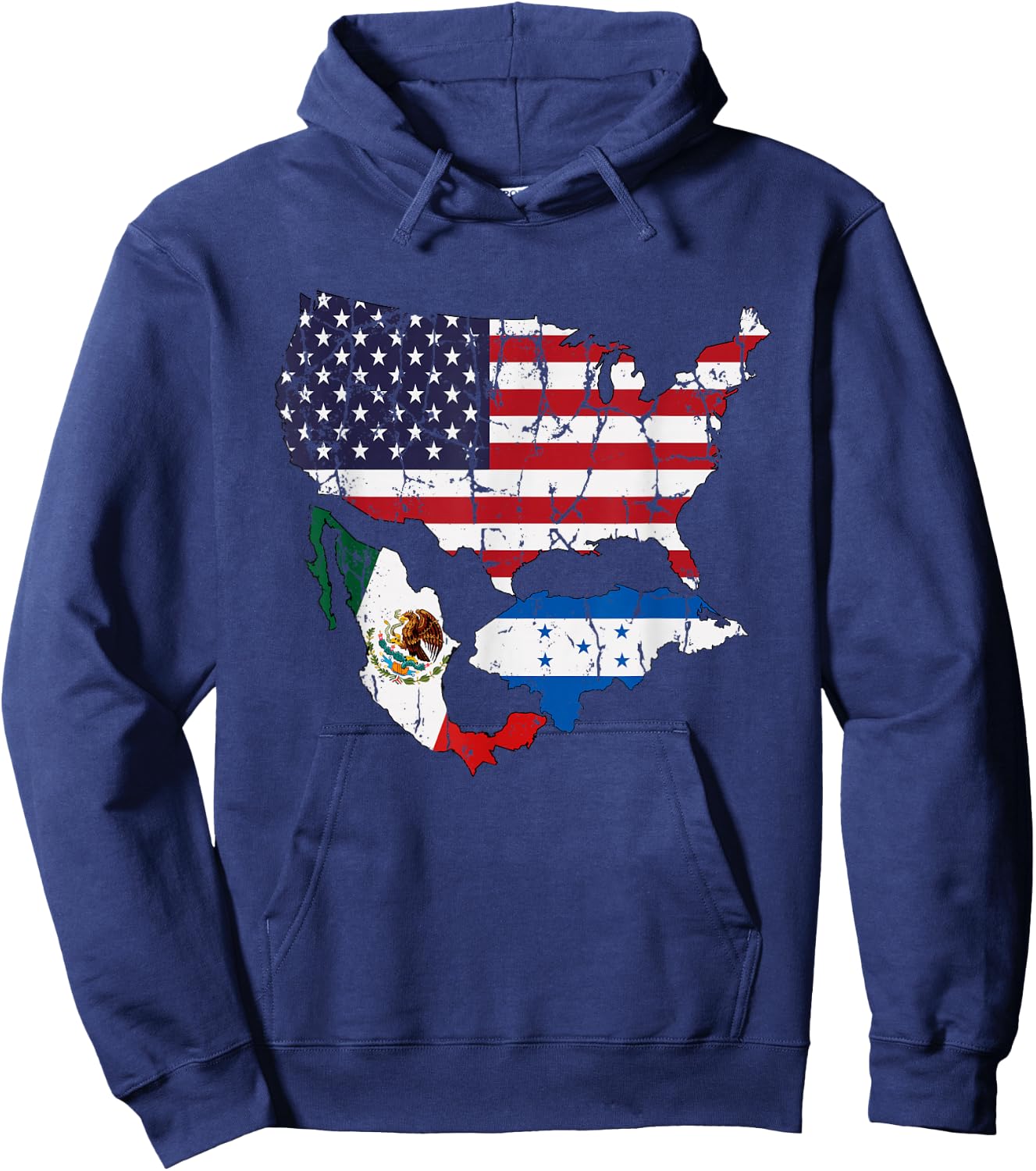 Honduras American Mexican Flag Hoodie - Hoodie | Navy