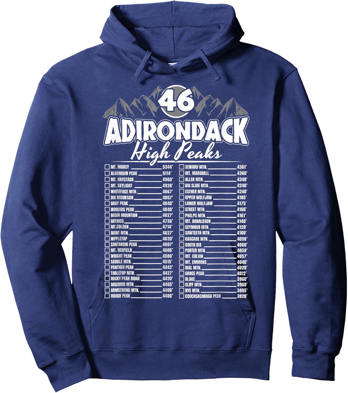 46 Adirondack Mountain Climbing Checklist Hoodie - Hoodie | Navy