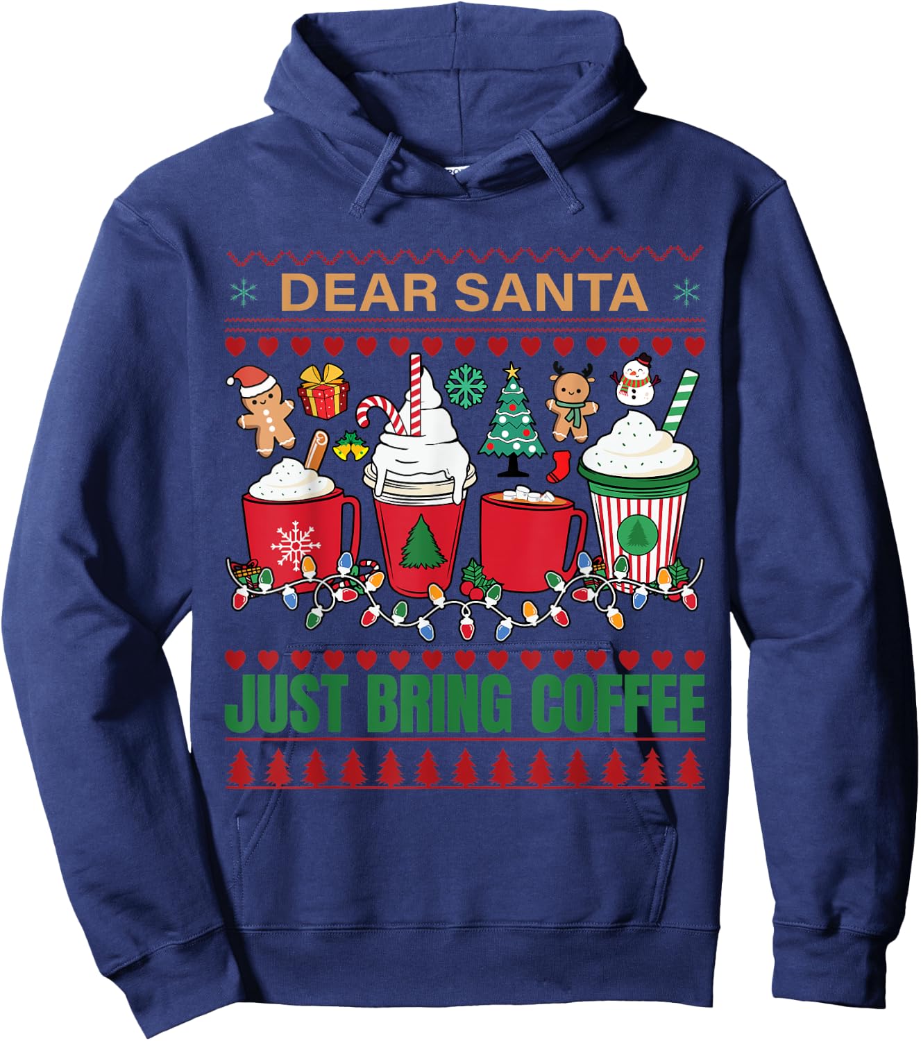 Dear Santa Just Bring Coffee Hoodie - Hoodie | Navy