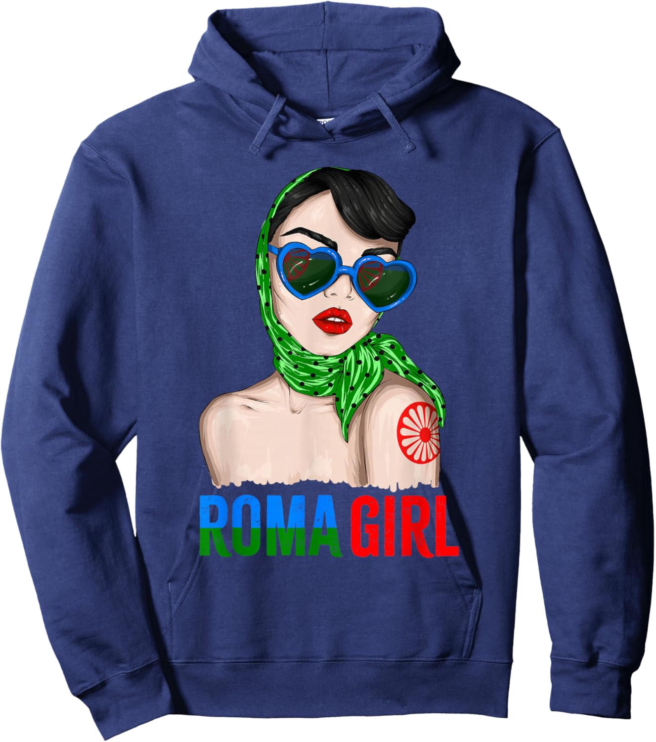 Roma Traveller Girl - Romani Flag Proud Hoodie - Hoodie | Navy