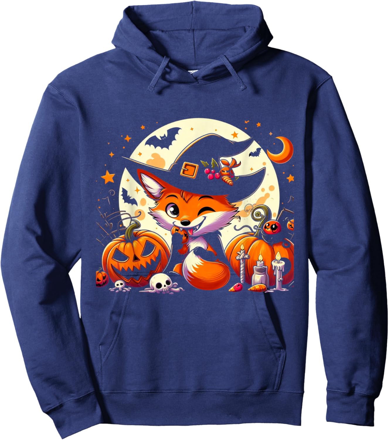 Halloween Fox Witch Pumpkin Fox Hoodie - Hoodie | Navy