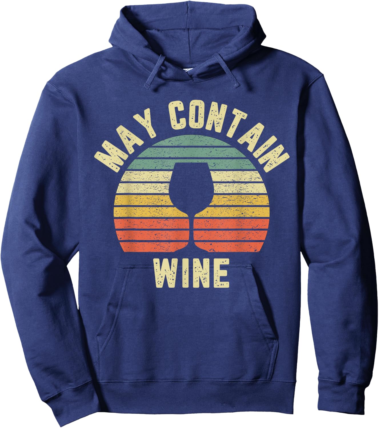 Vintage May Contain Wine Funny Drinking Shirts Hoodie - Hoodie | Navy