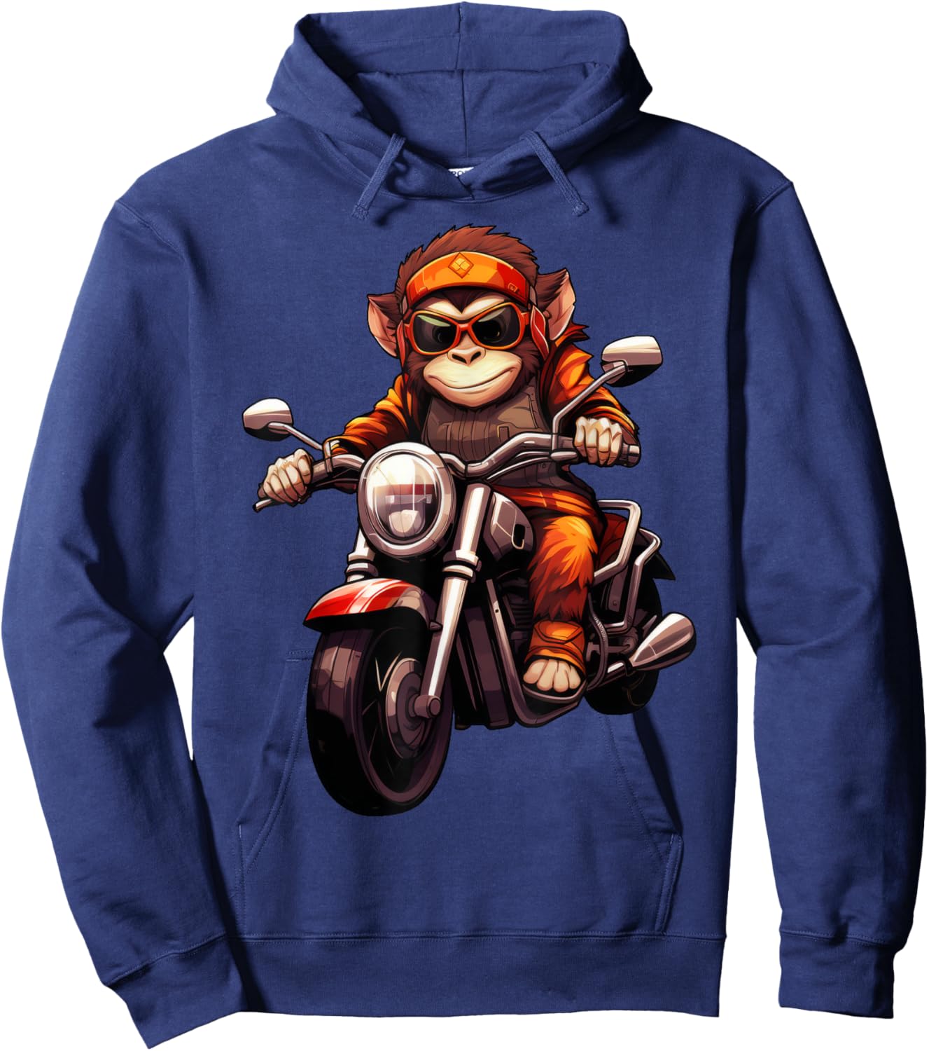 Monkey Motorcycle / Motorcyclist Monkey Hoodie - Hoodie | Navy