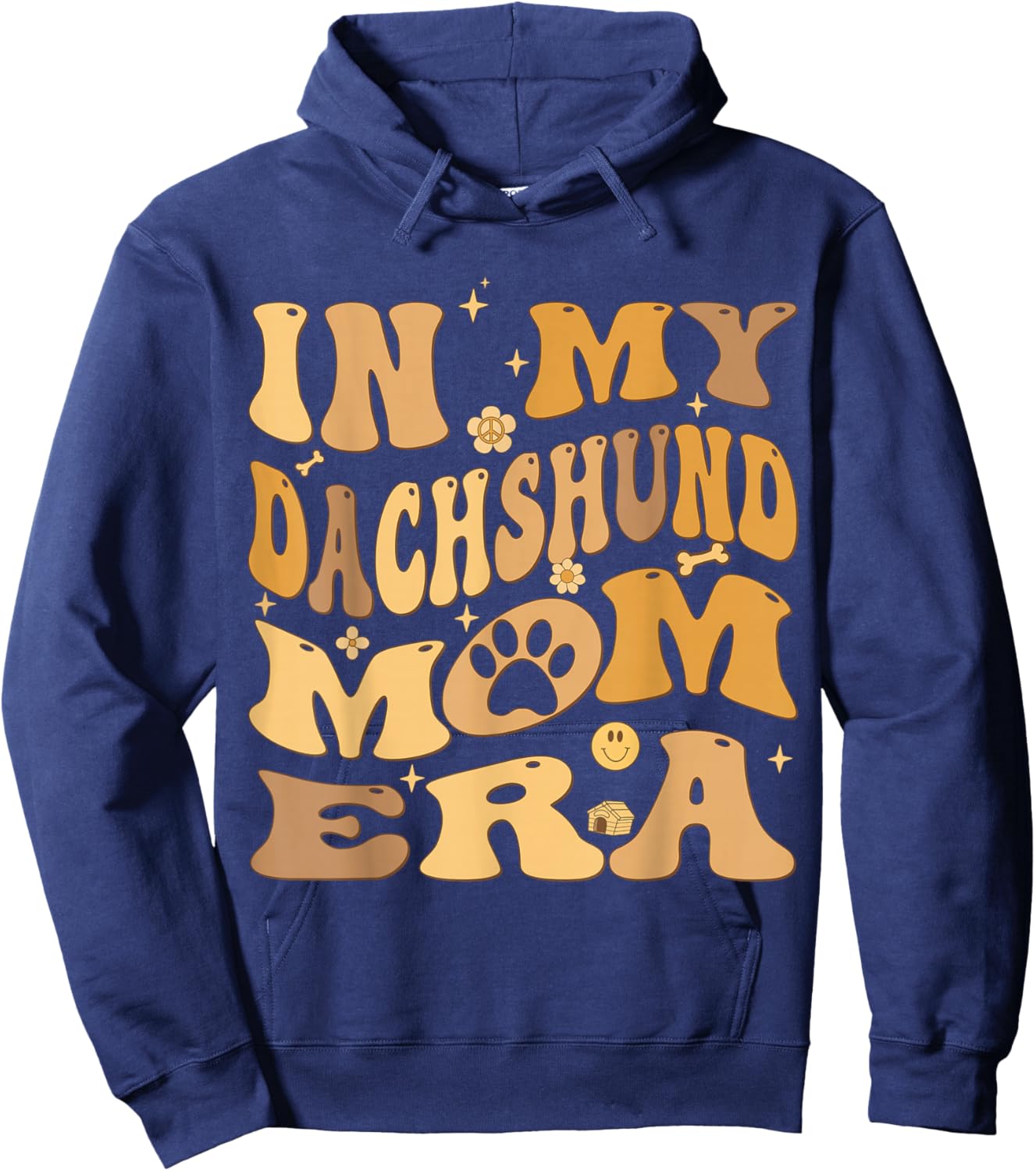 in My Dachshund Mom Era Groovy Wiener Dog Owner Hoodie - Hoodie | Navy
