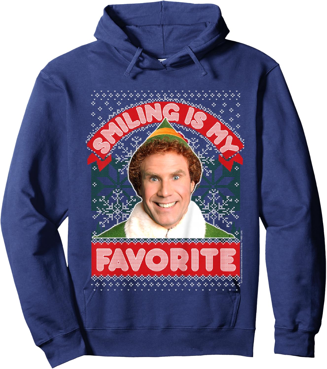 Kids Elf Buddy Smiling is My Favorite Christmas Hoodie - Hoodie | Navy