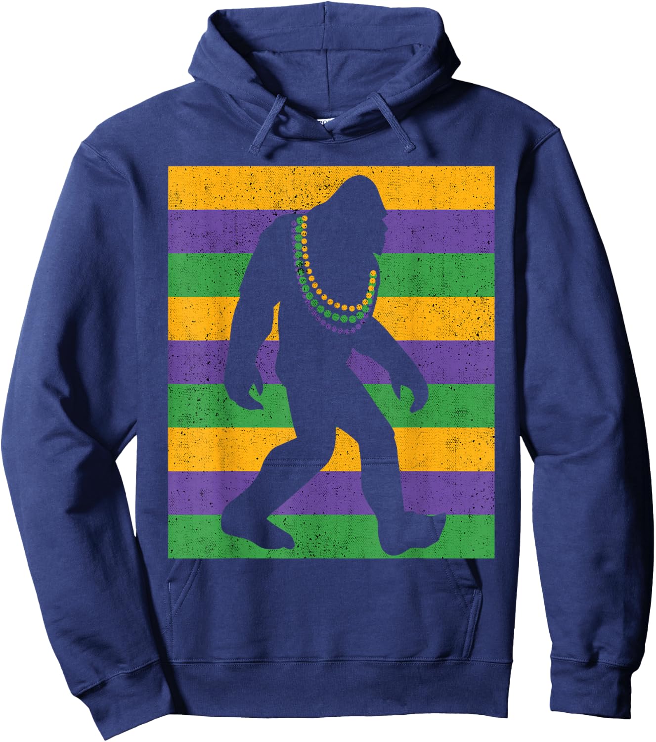 Bigfoot Mardi Gras Sasquatch Funny Men Kids Hoodie - Hoodie | Navy