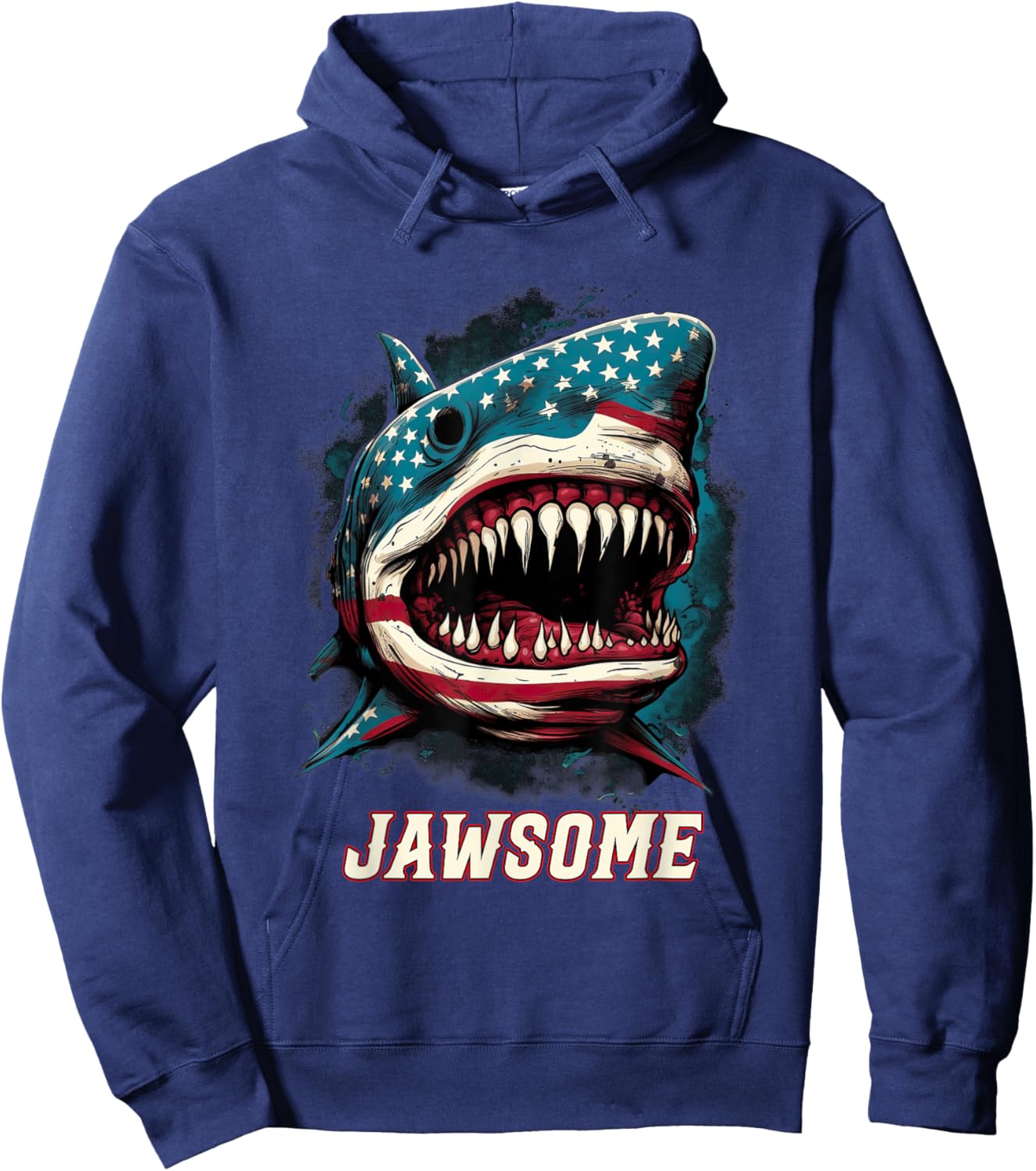 Merica 4th Of July Shark Jawsome Shark Hoodie - Hoodie | Navy