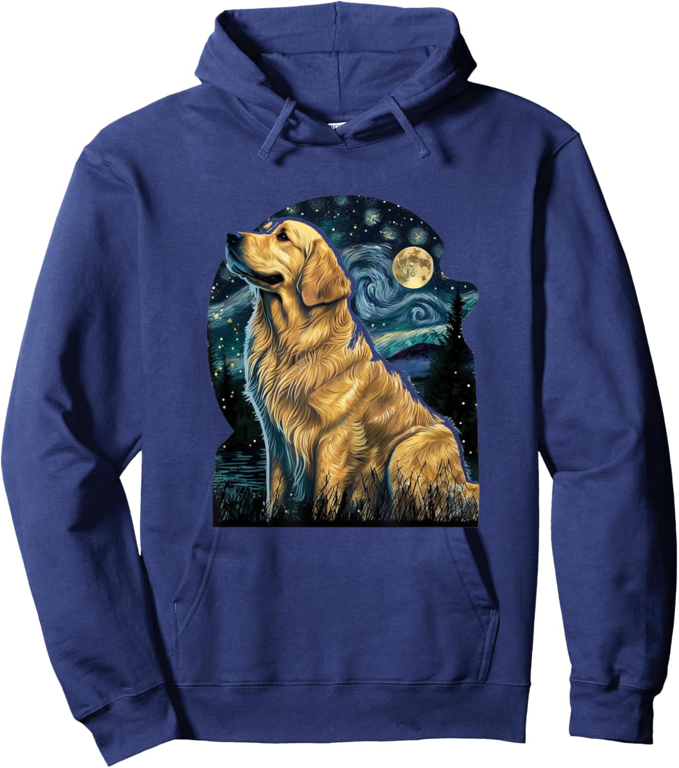 Golden Retriever Van Goh Dog Starry Night Puppy Hoodie - Hoodie | Navy