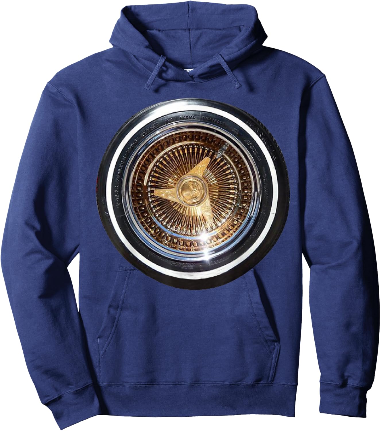 Lowrider Wheel T Shirt Hoodie - Hoodie | Navy