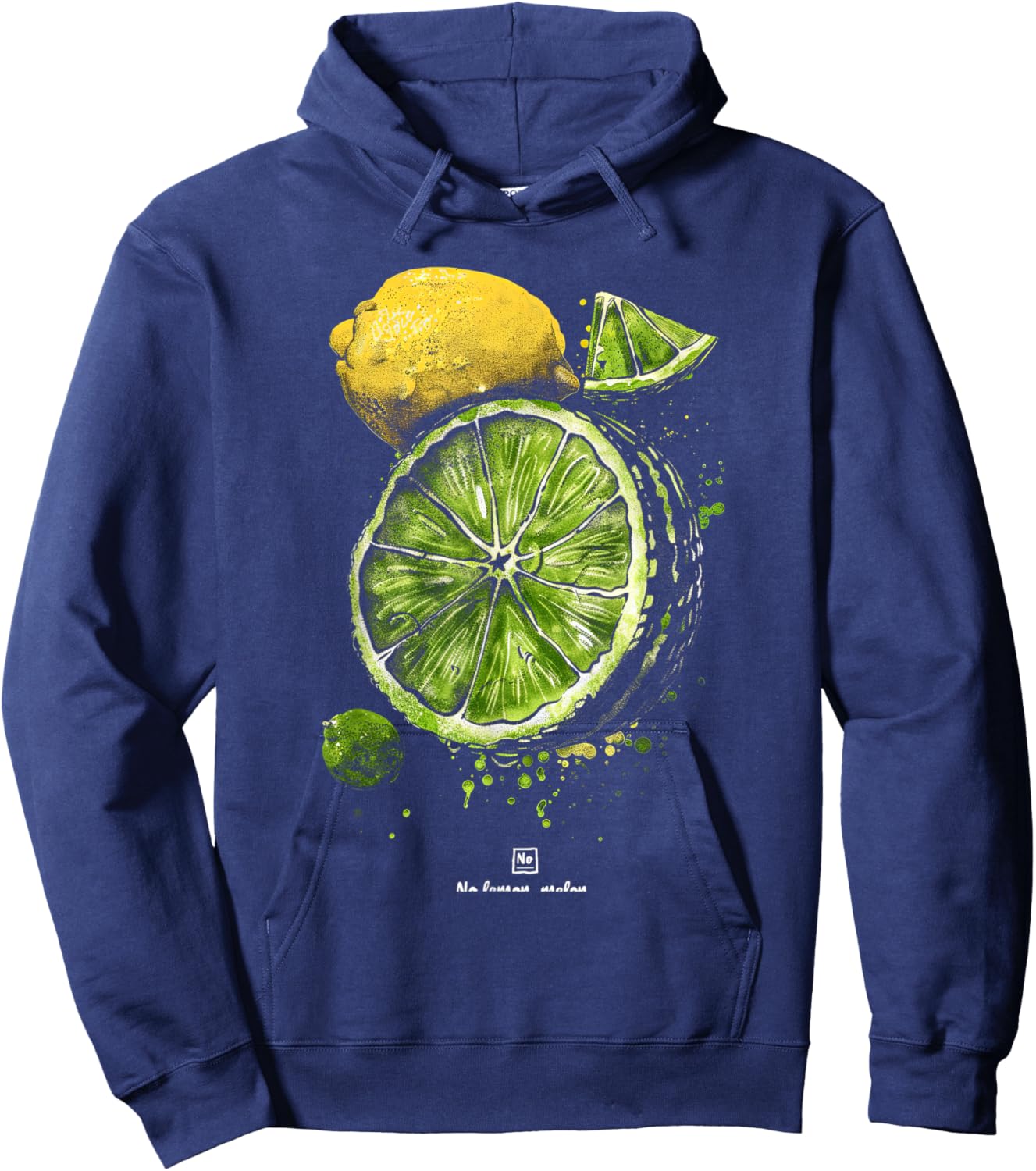 Citrus Splash Yellow and Green Artwork Hoodie - Hoodie | Navy