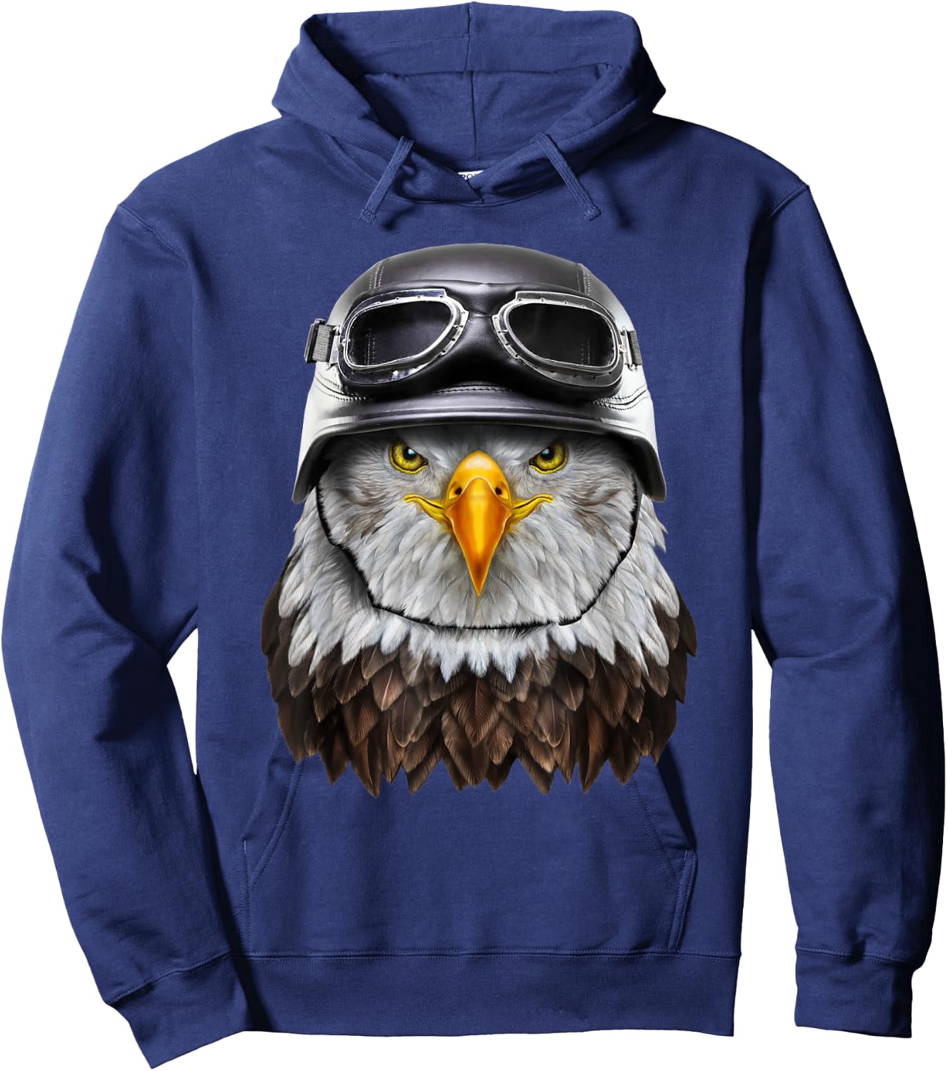 Bald Eagle Biker in Motorcycle Helmet Hoodie - Hoodie | Navy