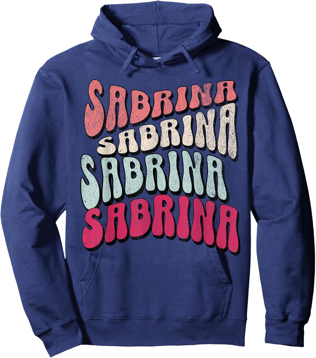Girl Retro Sabrina First Name Groovy Beach T Hoodie - Hoodie | Navy