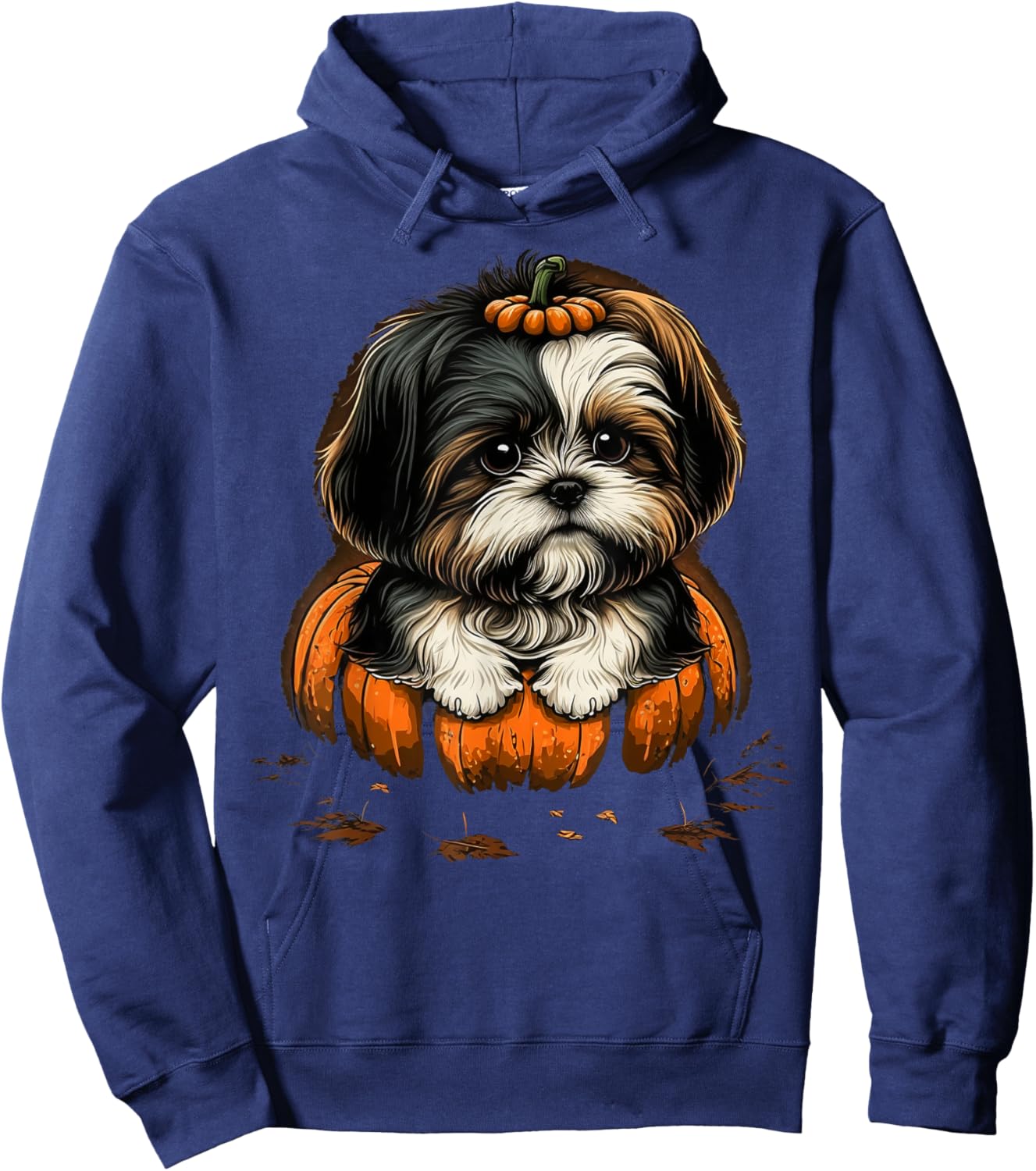 Pumpkin Shih Tzu costume on Shih Tzu Halloween Hoodie - Hoodie | Navy