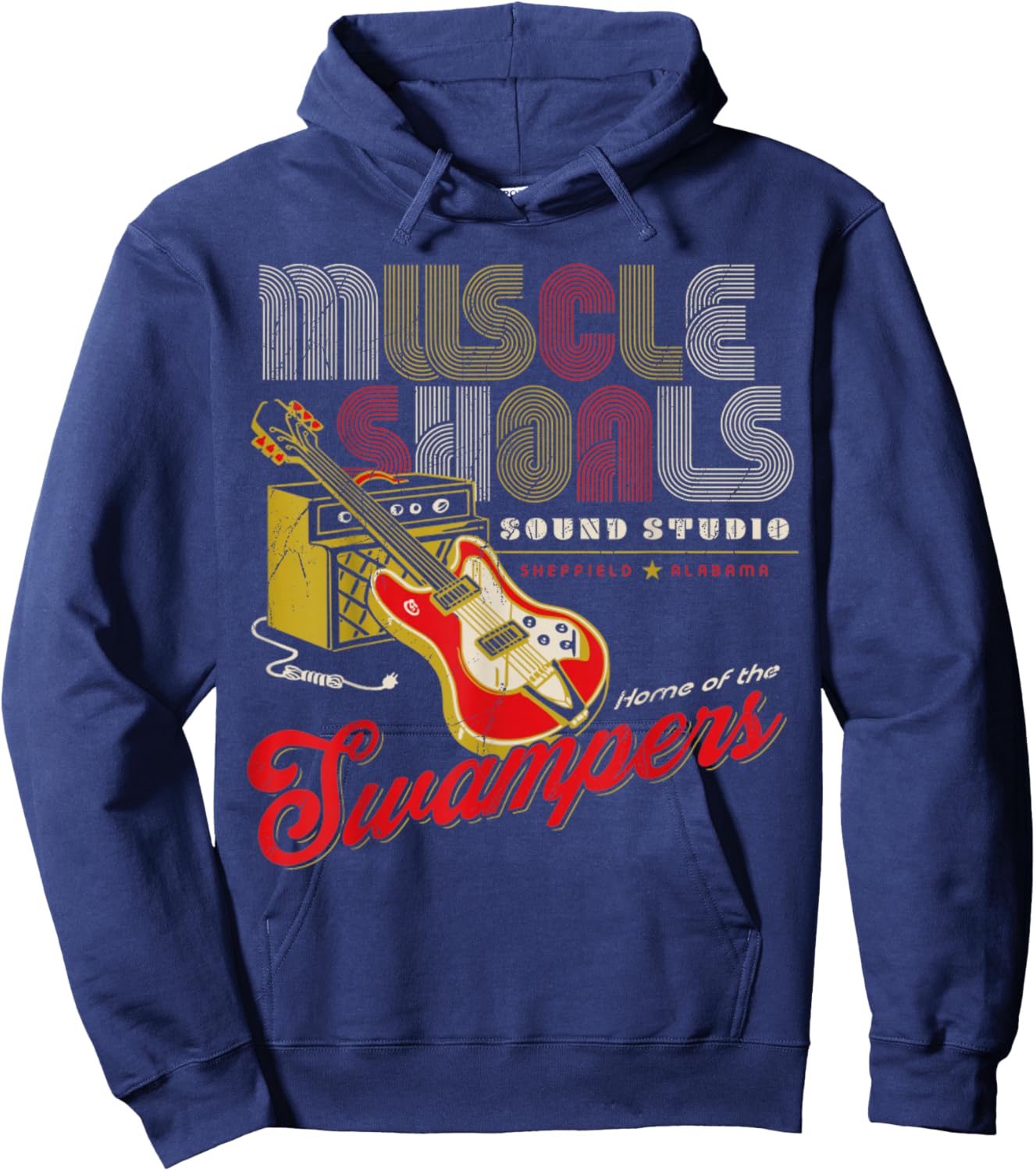 Vintage Muscle Shoals Sound Guitar Music Lovers Hoodie - Hoodie | Navy