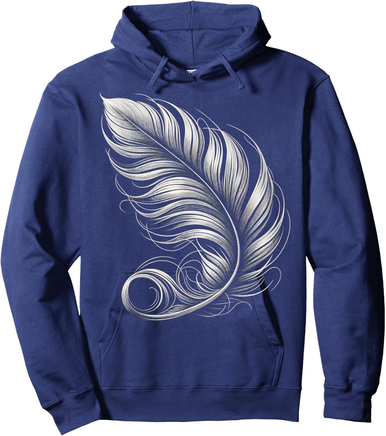 Artistic Feather Outline Hoodie - Hoodie | Navy