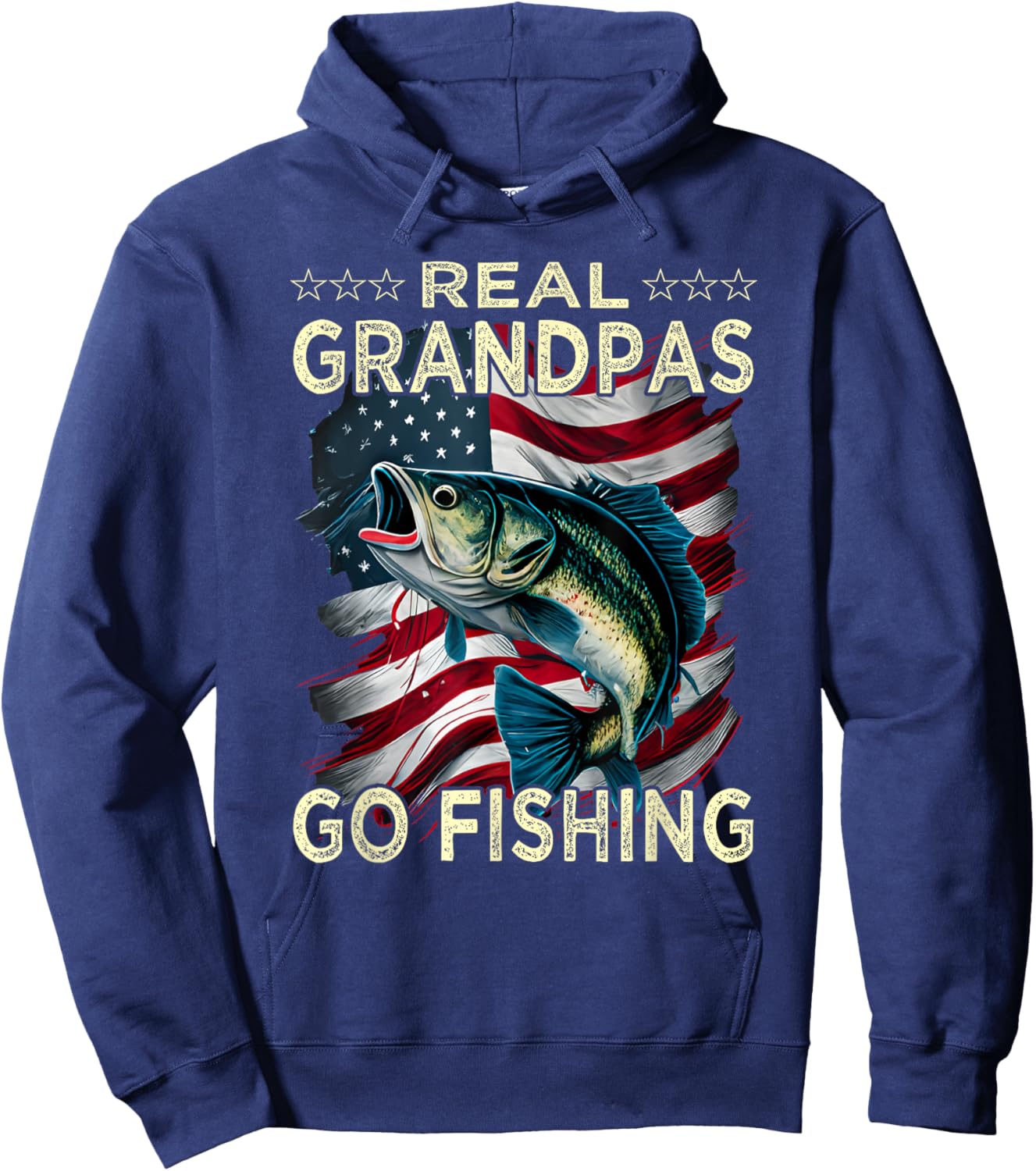 Real Grandpas Go Fishing - Largemouth Bass Hoodie - Hoodie | Navy