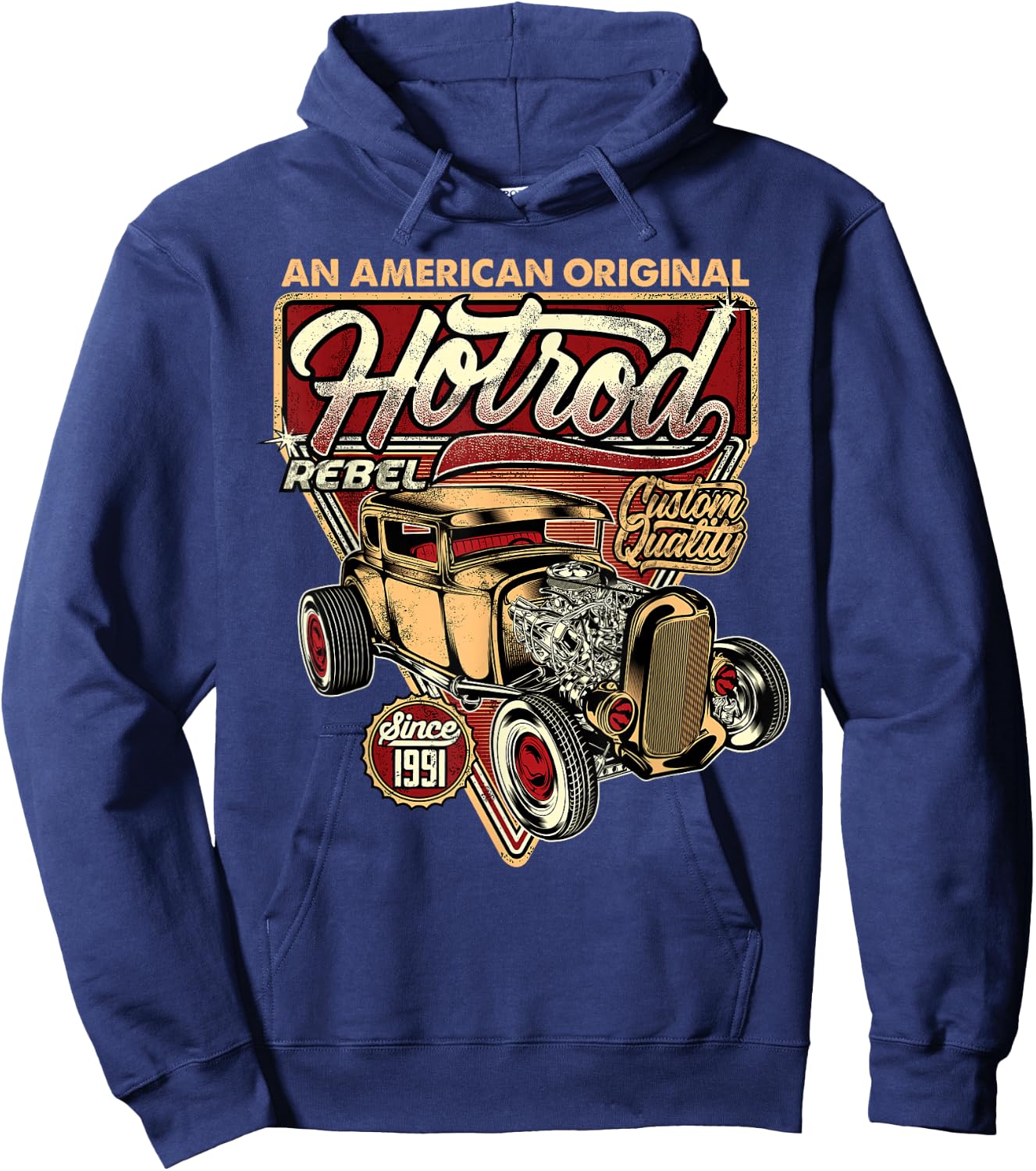 Vintage Hot Rod Speed and Power Hoodie - Hoodie | Navy