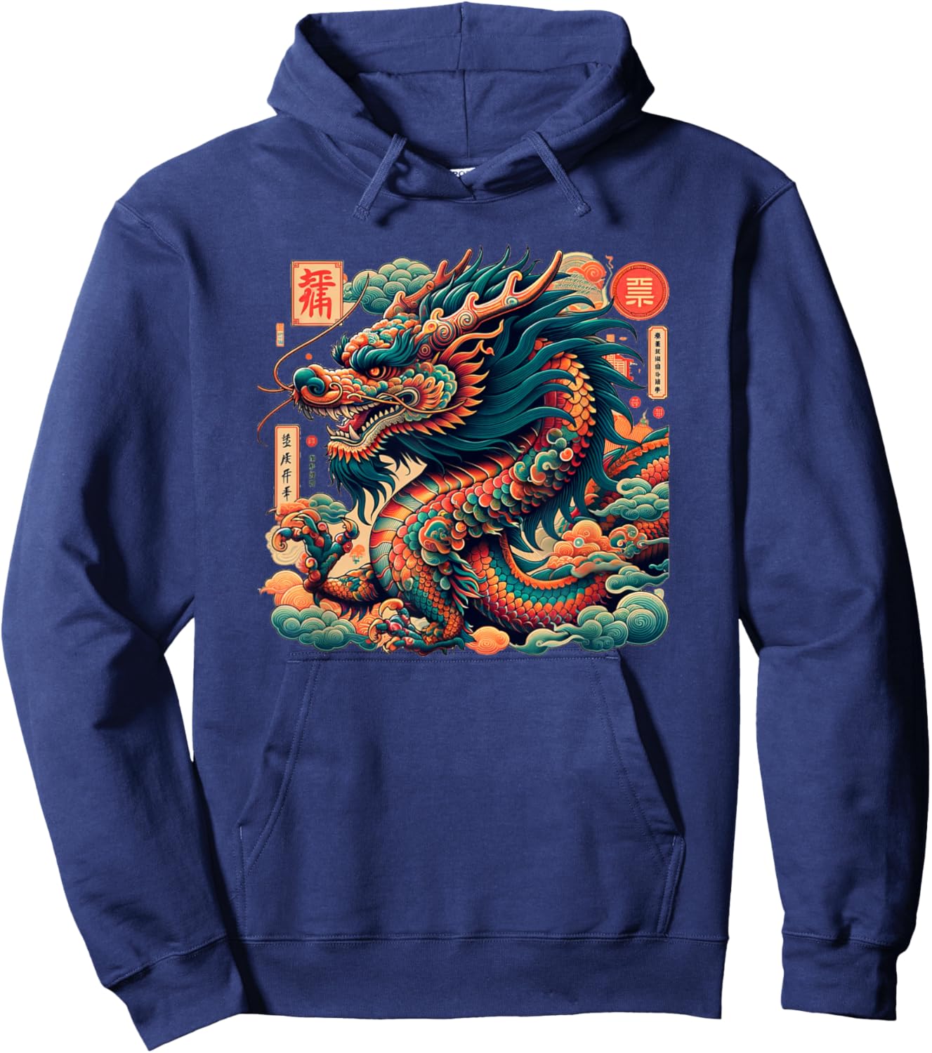 Majestic Chinese Dragon Design Lovers Hoodie - Hoodie | Navy