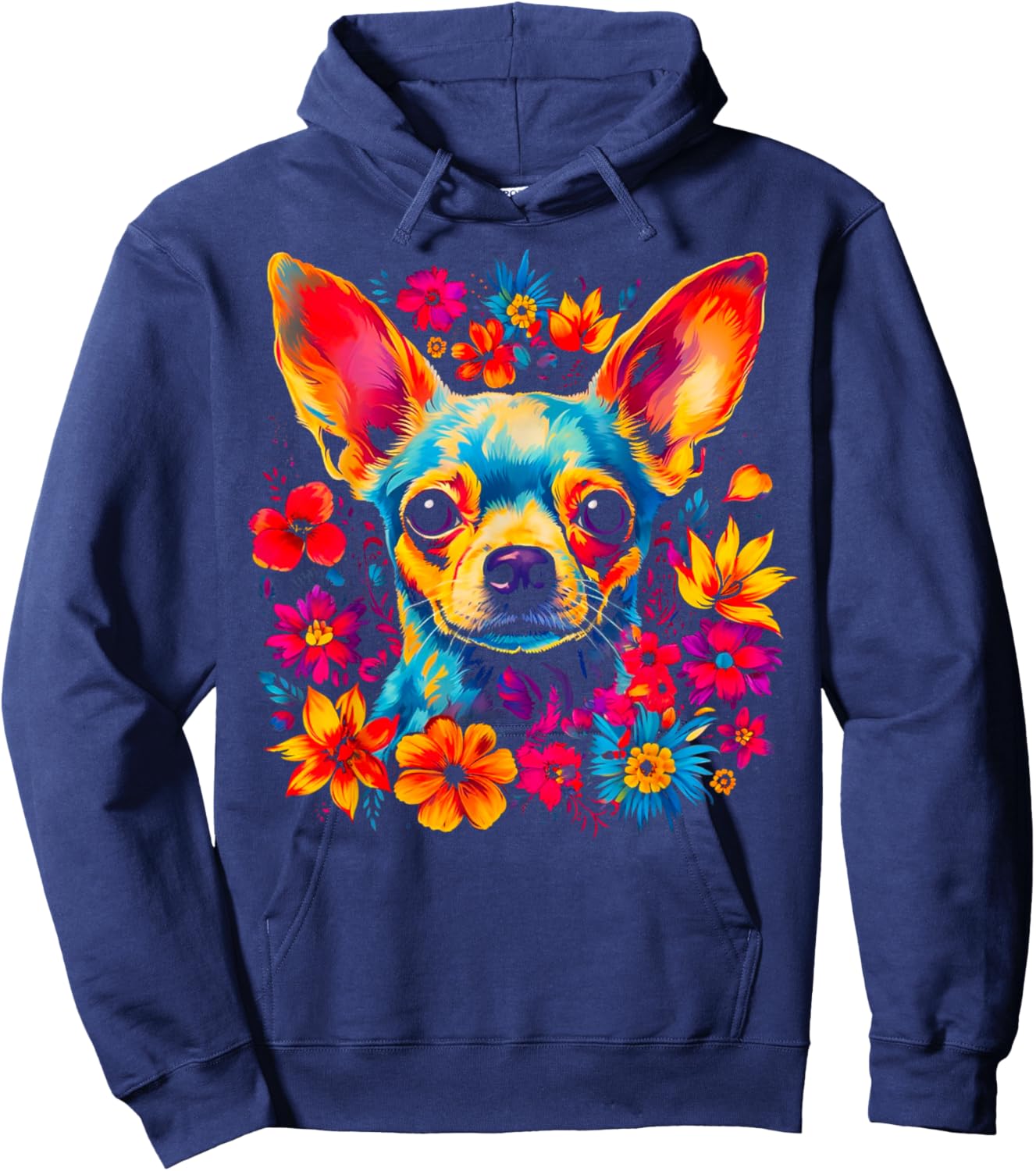 Chihuahua Dog Flowers Hoodie - Hoodie | Navy