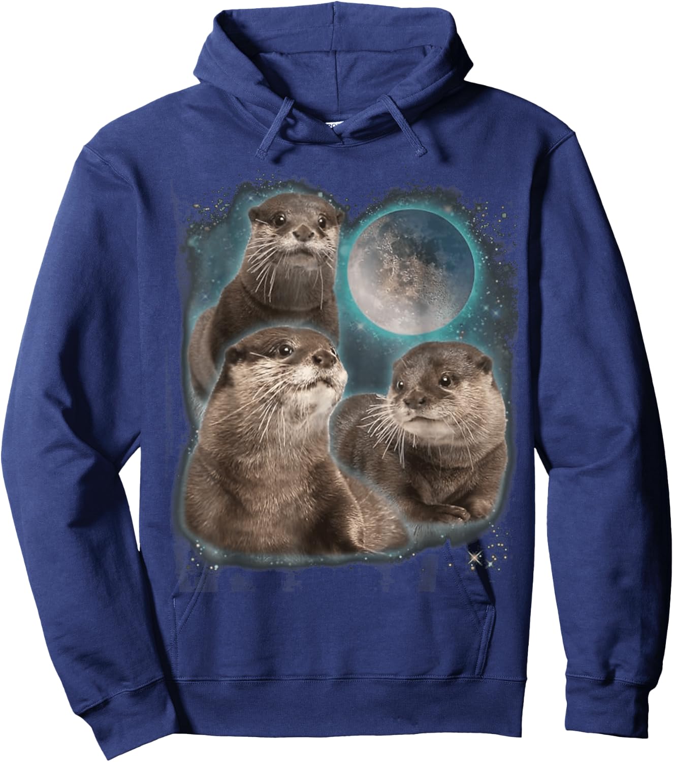 Three Otters Moon Howling Hoodie - Hoodie | Navy
