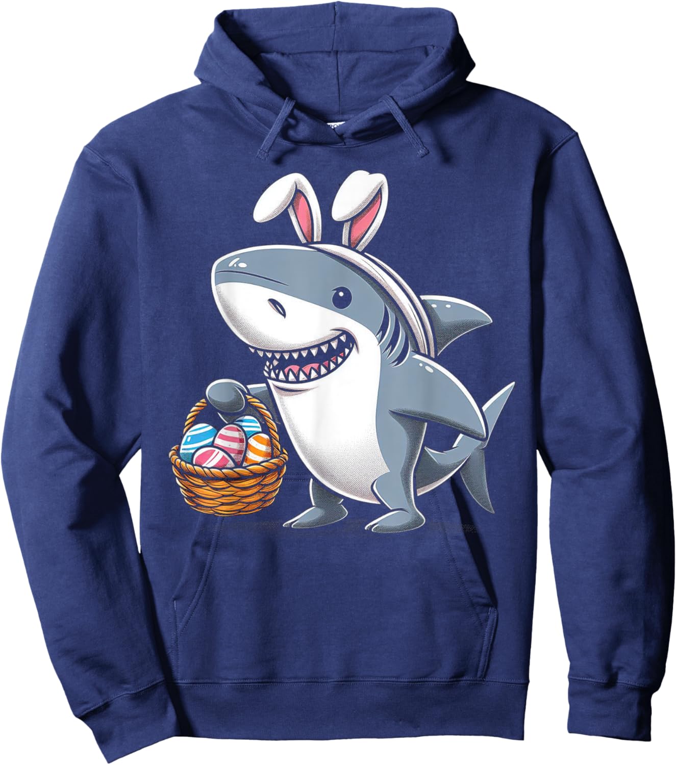 Shark Bunny Easter Egg Easter Day Shark Lover Hoodie - Hoodie | Navy
