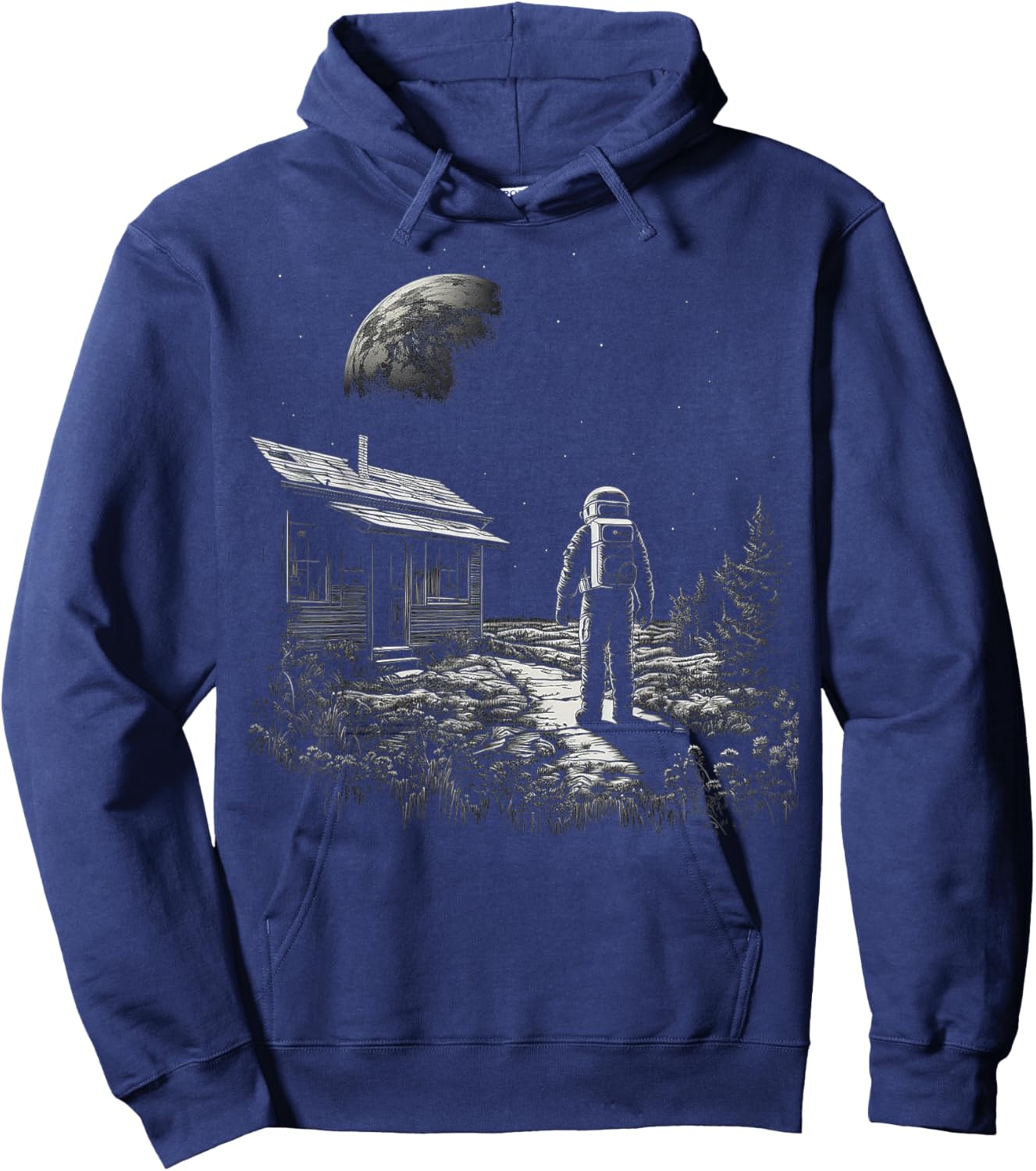 Astronaut Moon Nature Artwork Graphic Astronaut Hoodie - Hoodie | Navy