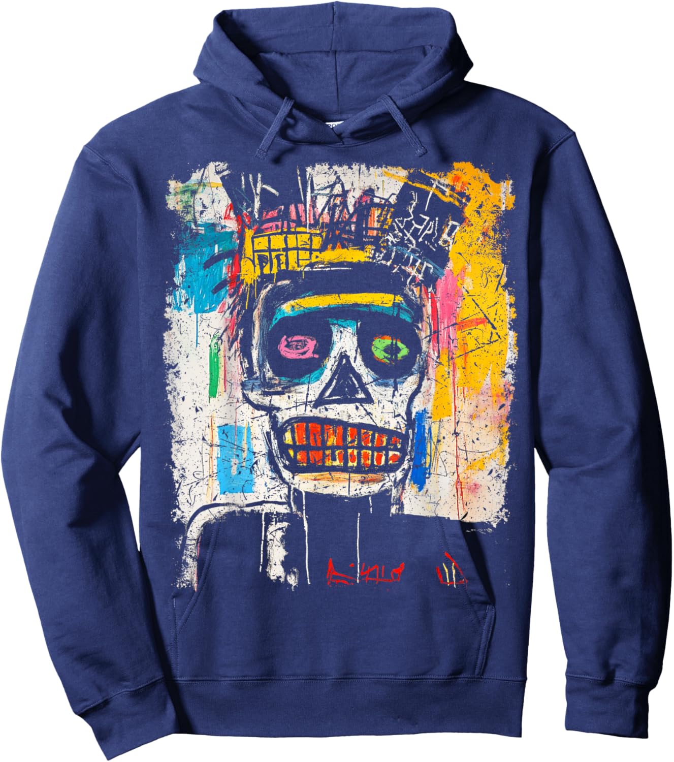 Pop Art Style 90s Men's Graffiti Hoodie - Hoodie | Navy